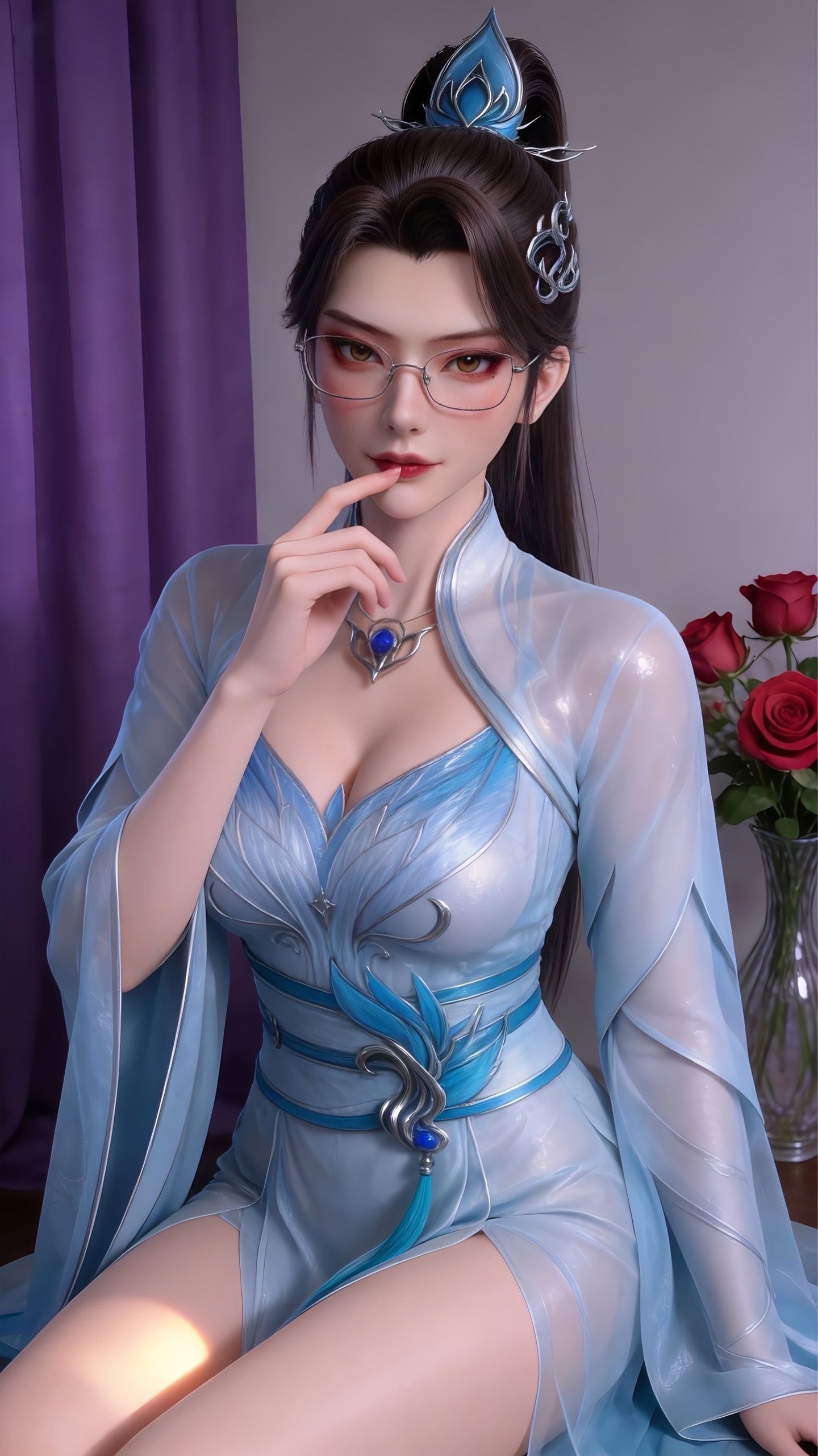 青仙子御姐范儿写真 动画动漫美女 斗破苍穹国漫女神 大长腿 居家睡衣,第4张