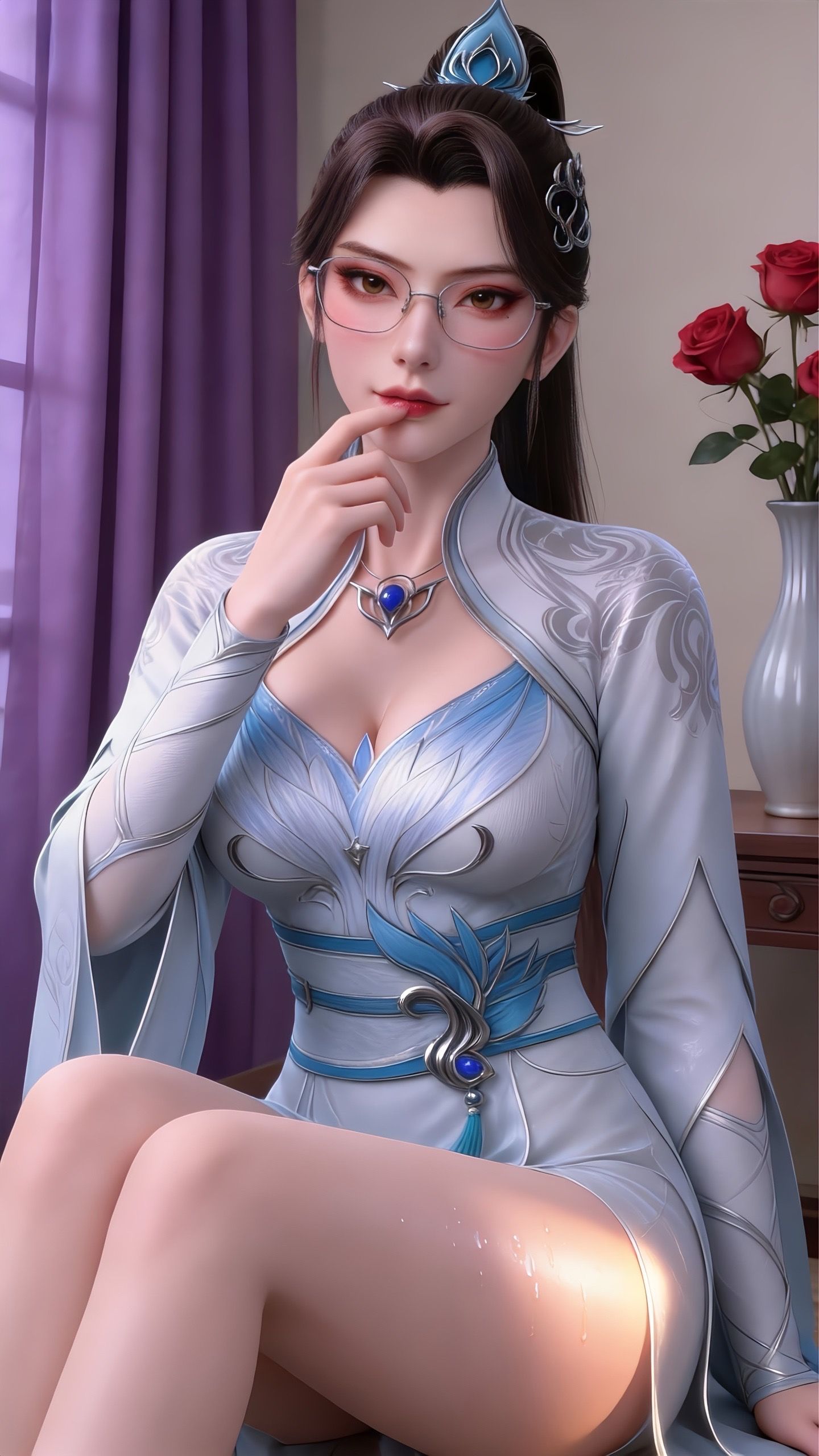 青仙子御姐范儿写真 动画动漫美女 斗破苍穹国漫女神 大长腿 居家睡衣,第6张