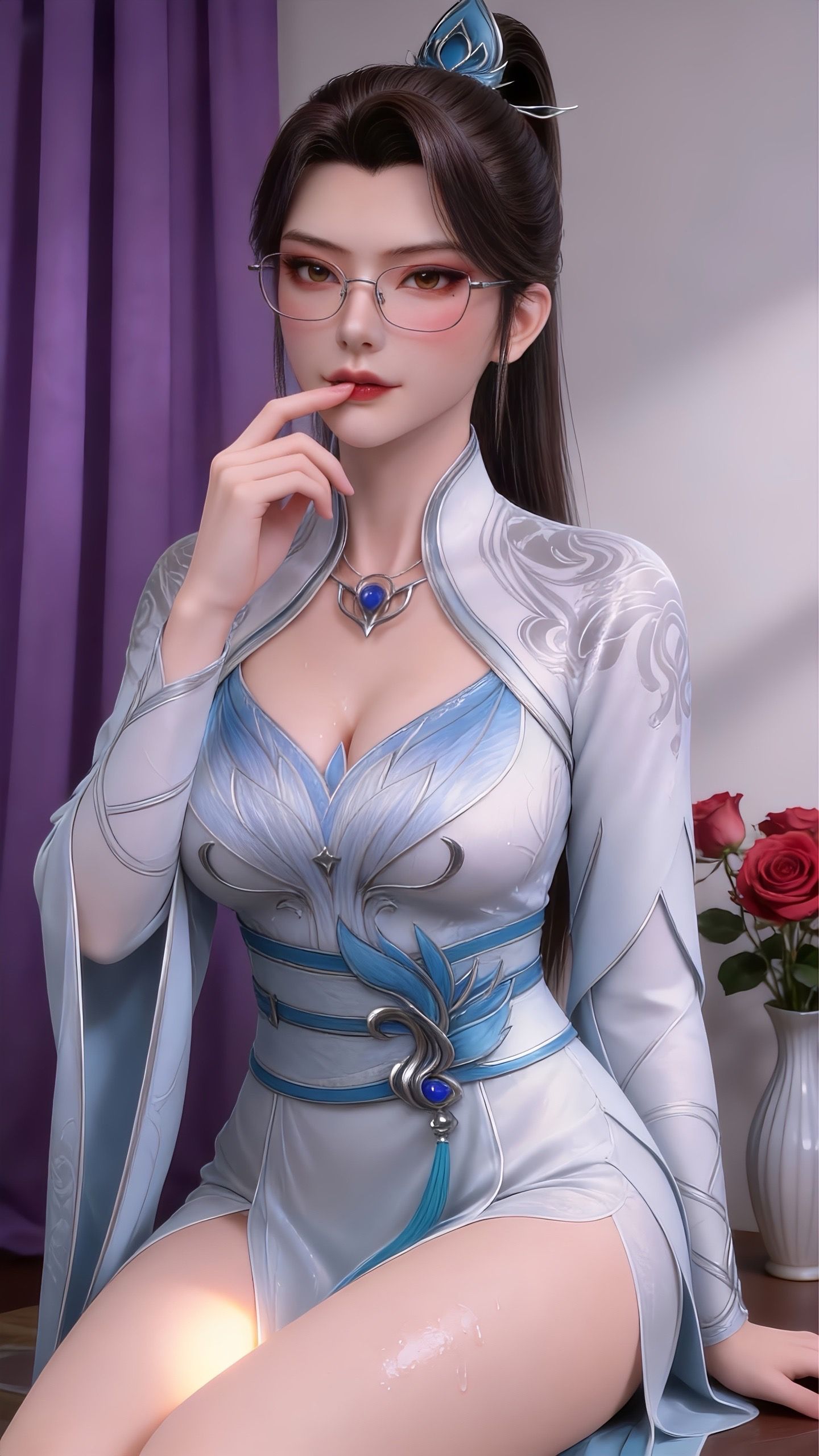 青仙子御姐范儿写真 动画动漫美女 斗破苍穹国漫女神 大长腿 居家睡衣,第5张