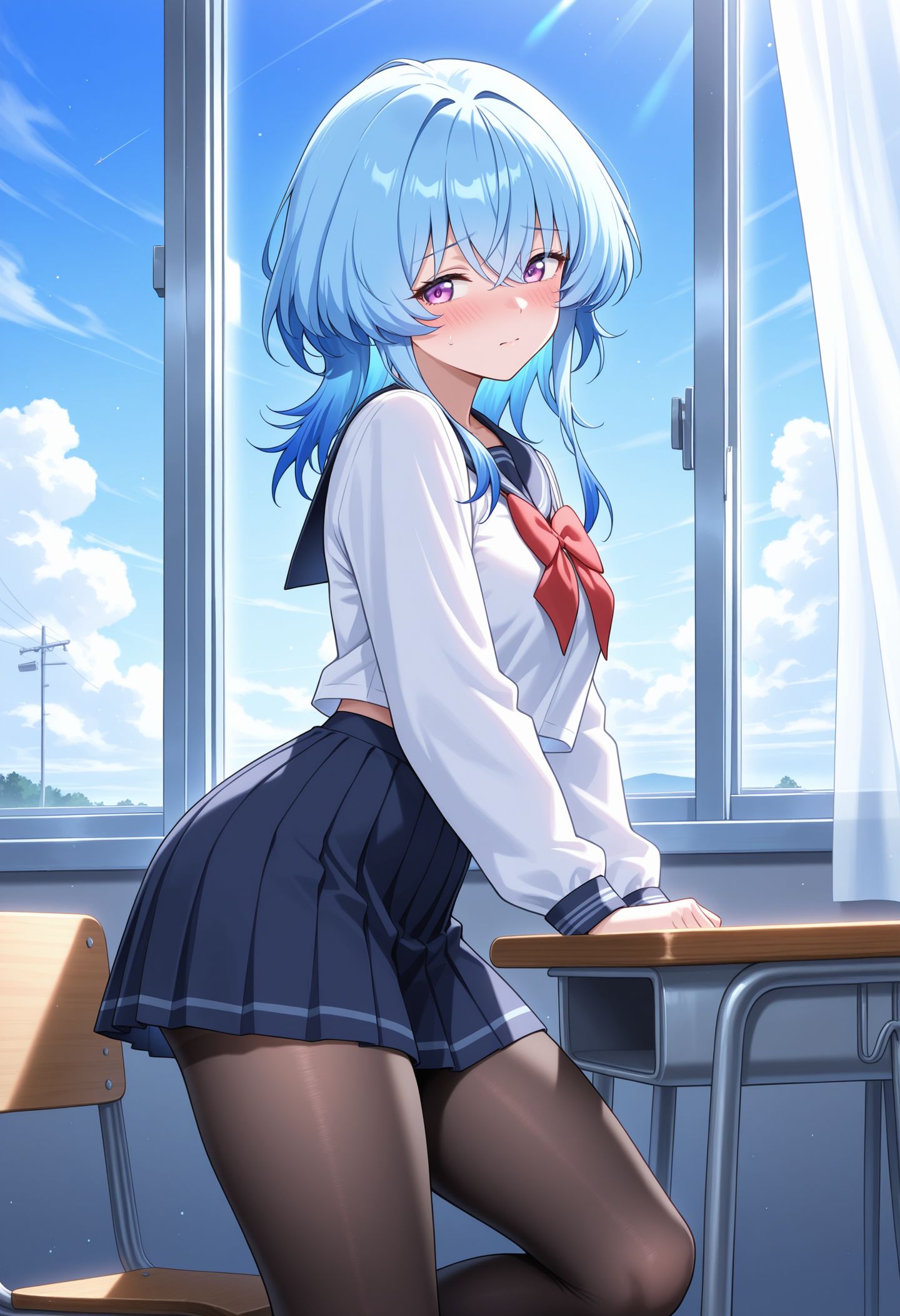 二次元开放世界游戏鸣潮 守岸人校园温馨版 裤袜黑丝袜肉肉腿,第3张