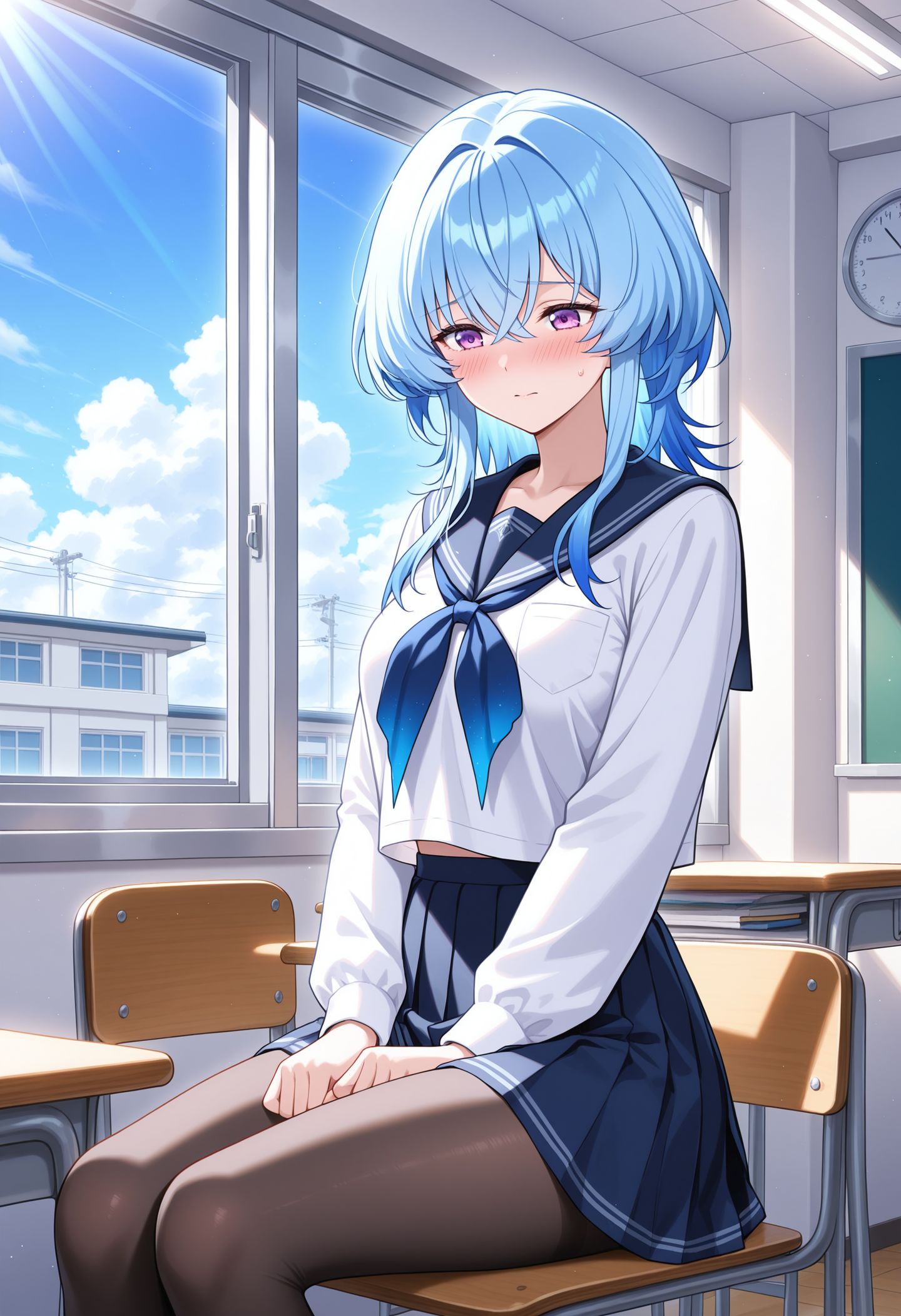 二次元开放世界游戏鸣潮 守岸人校园温馨版 裤袜黑丝袜肉肉腿,第5张