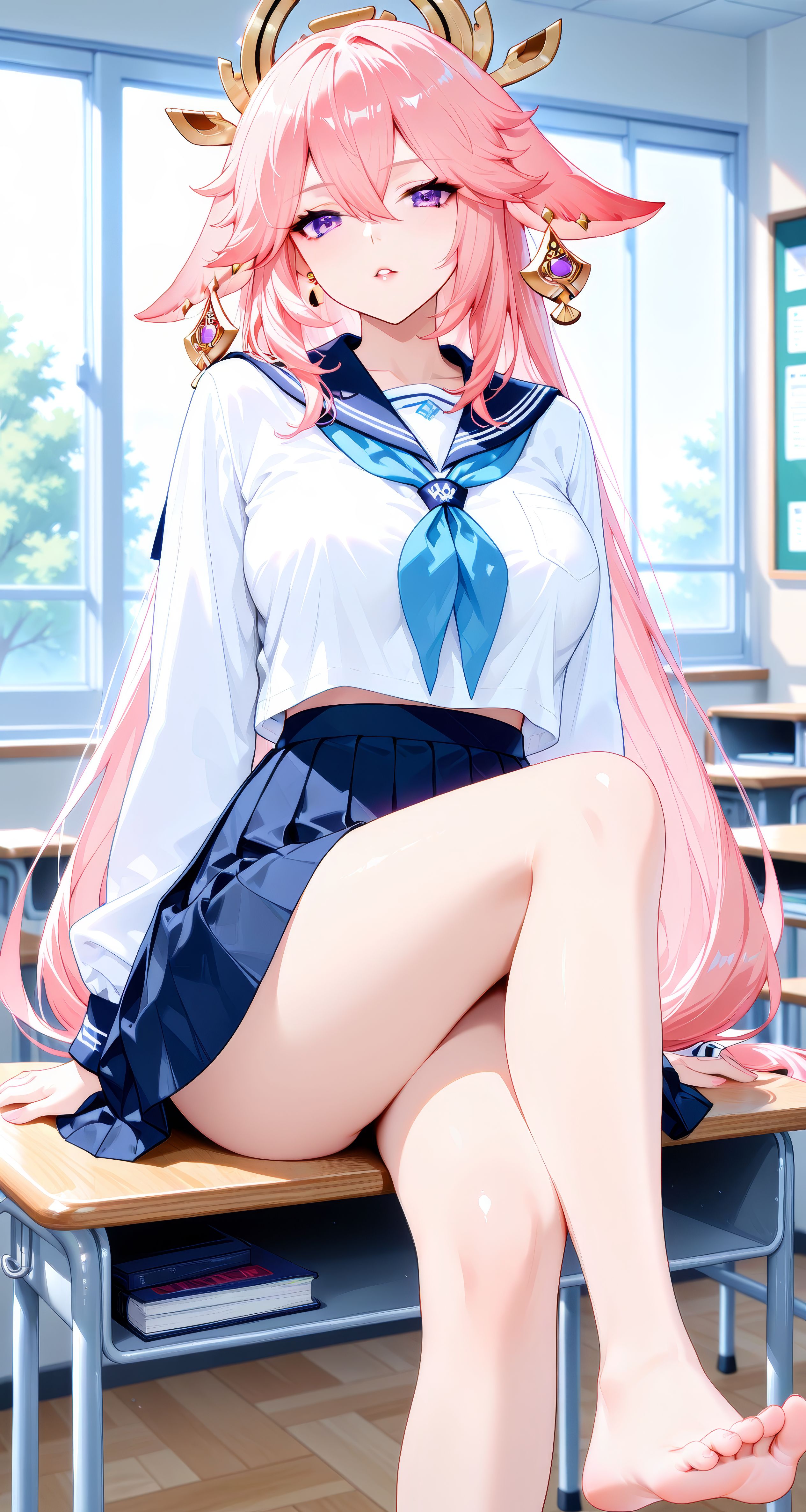 二次元游戏美女 粉毛阿姨原神八重神子壁纸 旗袍古风版,第3张