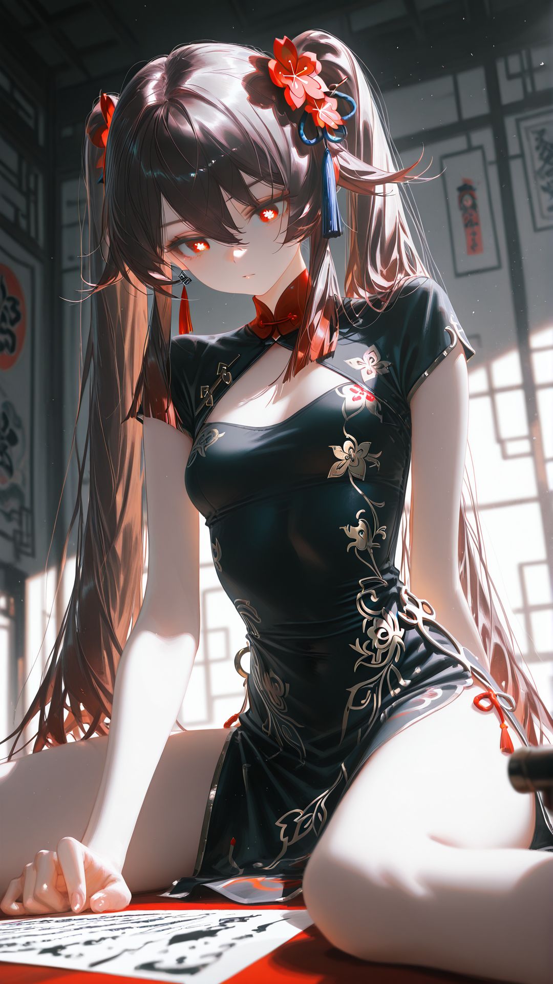 书中自有颜如玉 二次元游戏原神女团手机壁纸 旗袍古风,第5张