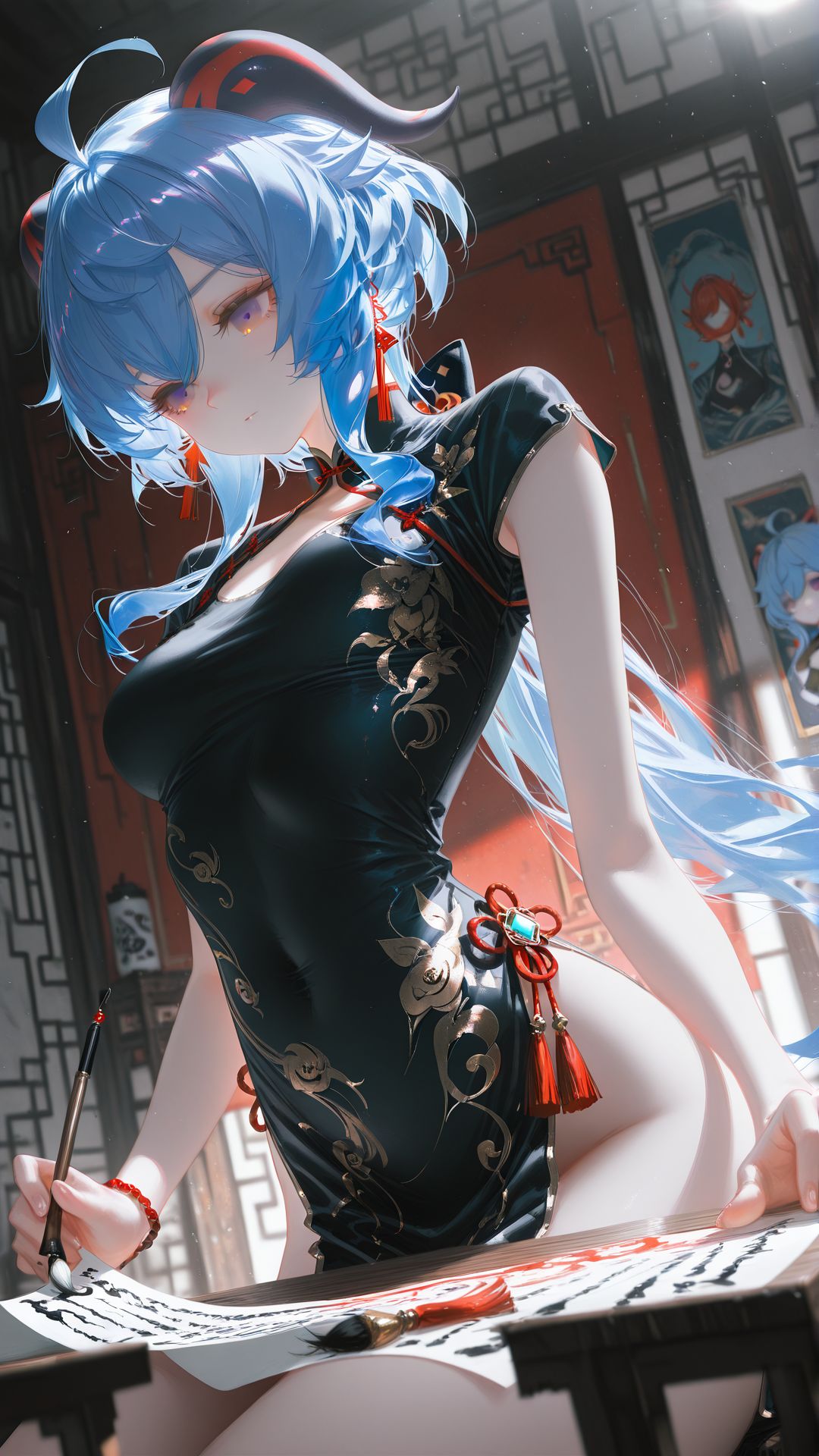 书中自有颜如玉 二次元游戏原神女团手机壁纸 旗袍古风,第4张