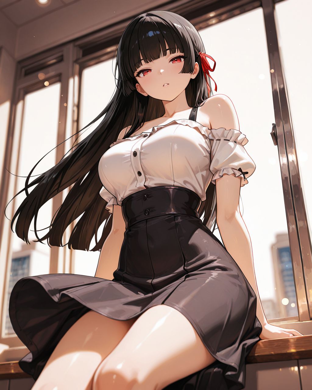 绯月斩夜 红刃斩尽过往 晨光迎接新章 鸣潮千咲 ai绘画二创,第1张