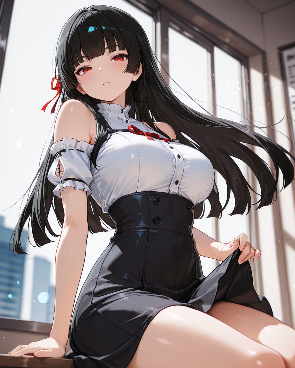 绯月斩夜 红刃斩尽过往 晨光迎接新章 鸣潮千咲 ai绘画二创,第2张