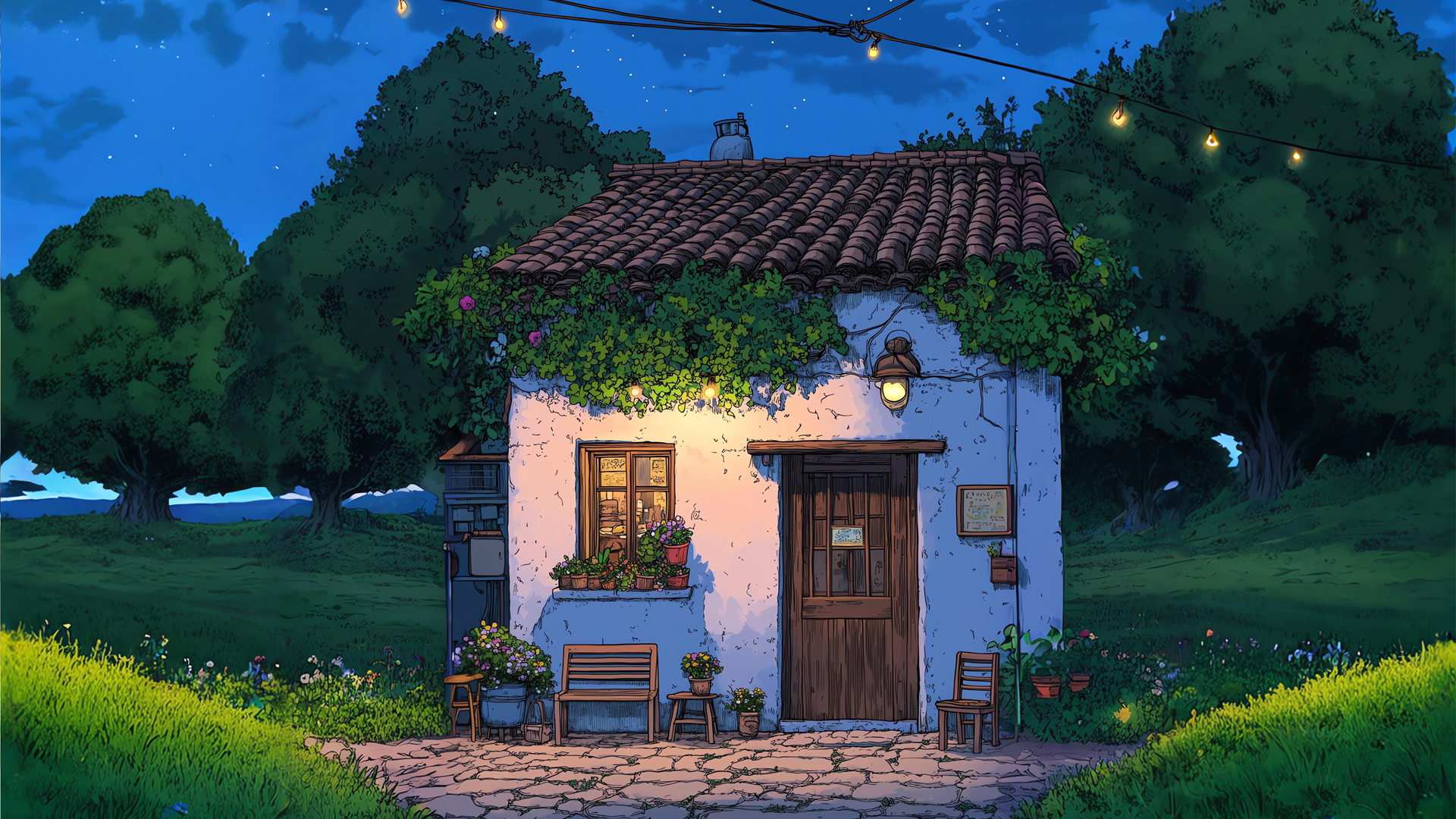 梦乡小屋宁静风景桌面壁纸,第1张