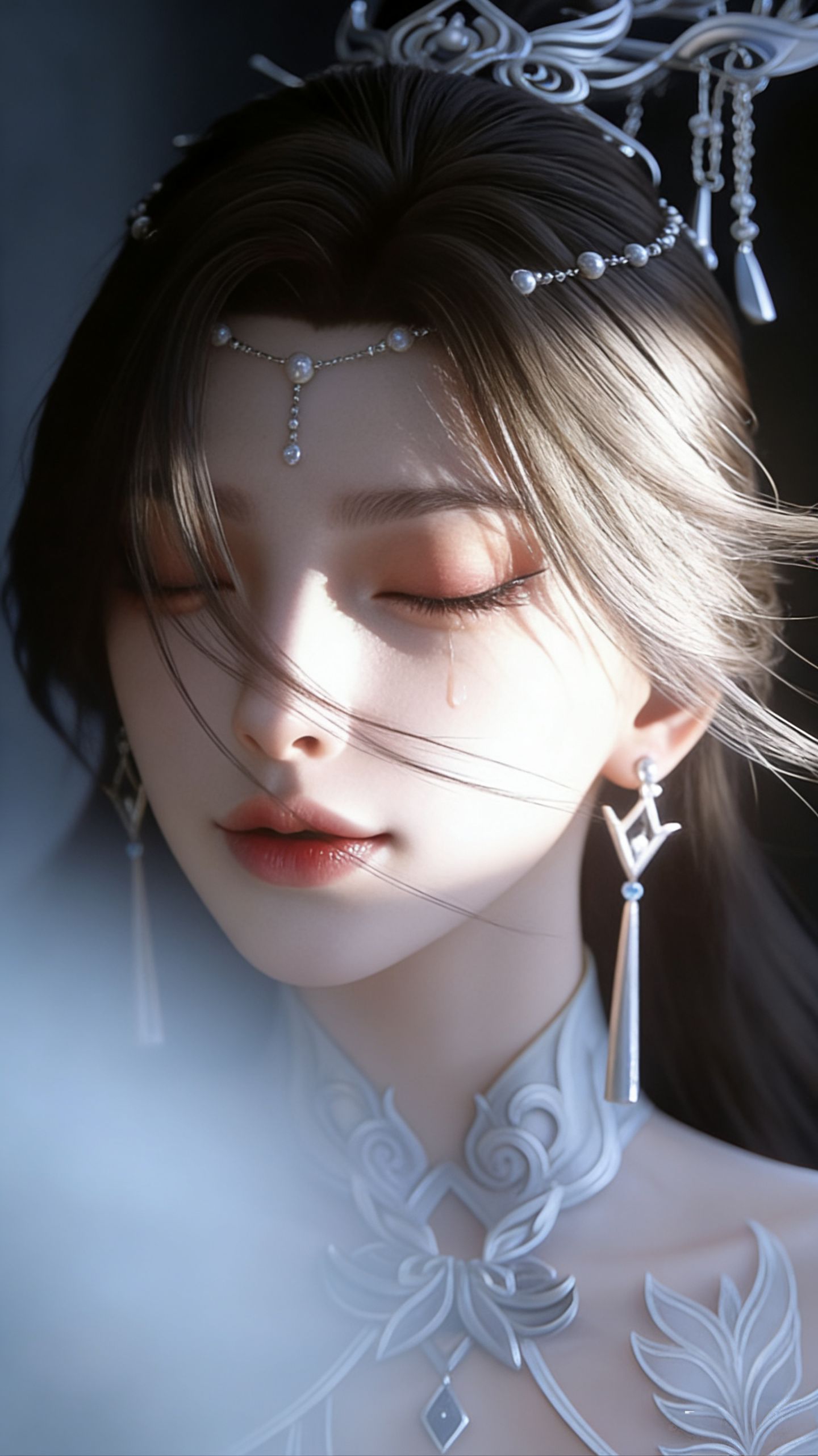 泪珠滑落的瞬间，谁懂这种破碎感！ ai生成 国漫女神写实,第5张