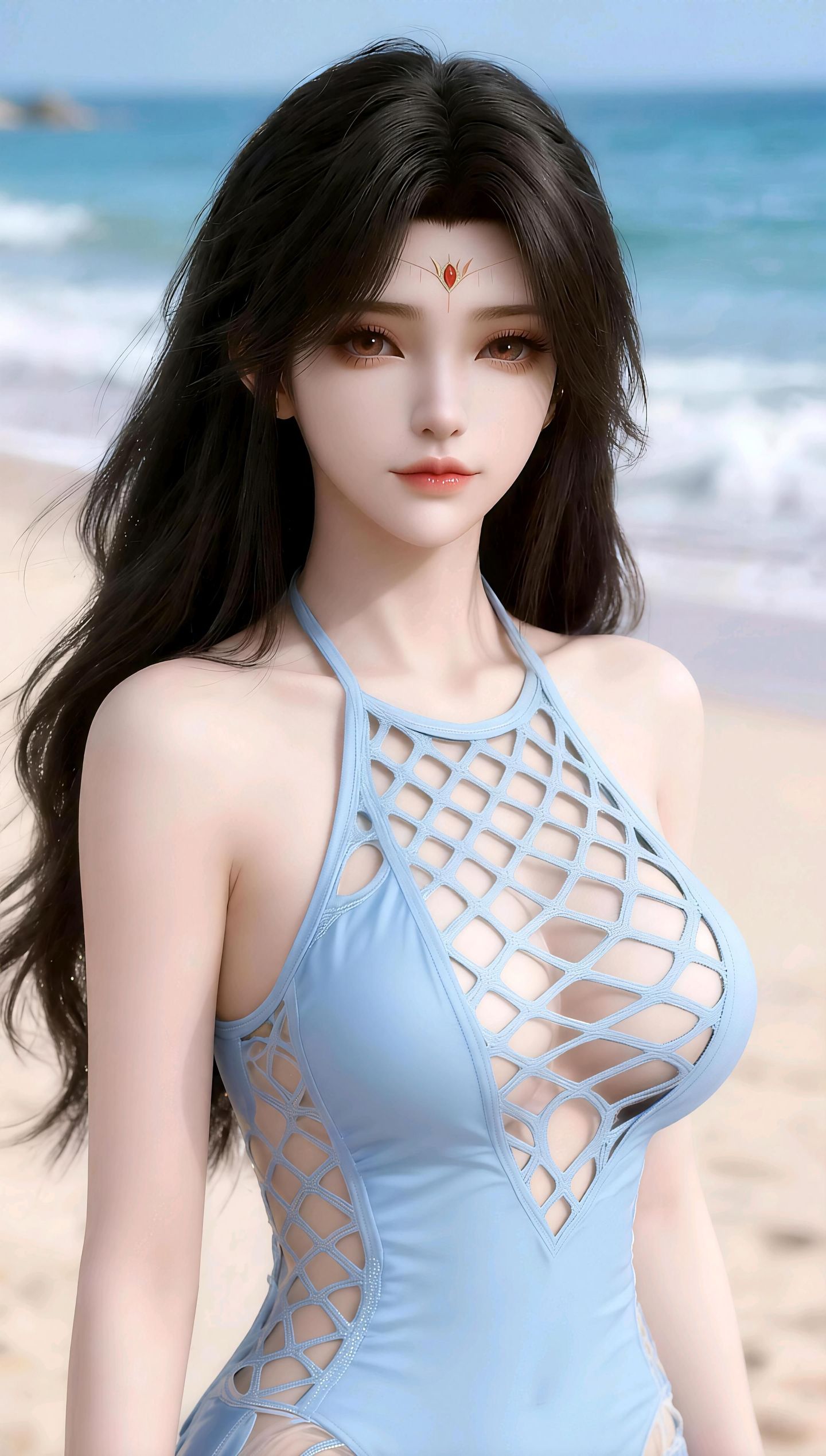 AI写实 黄色长头发美女 黑色背景 手机锁屏背景壁纸,第2张