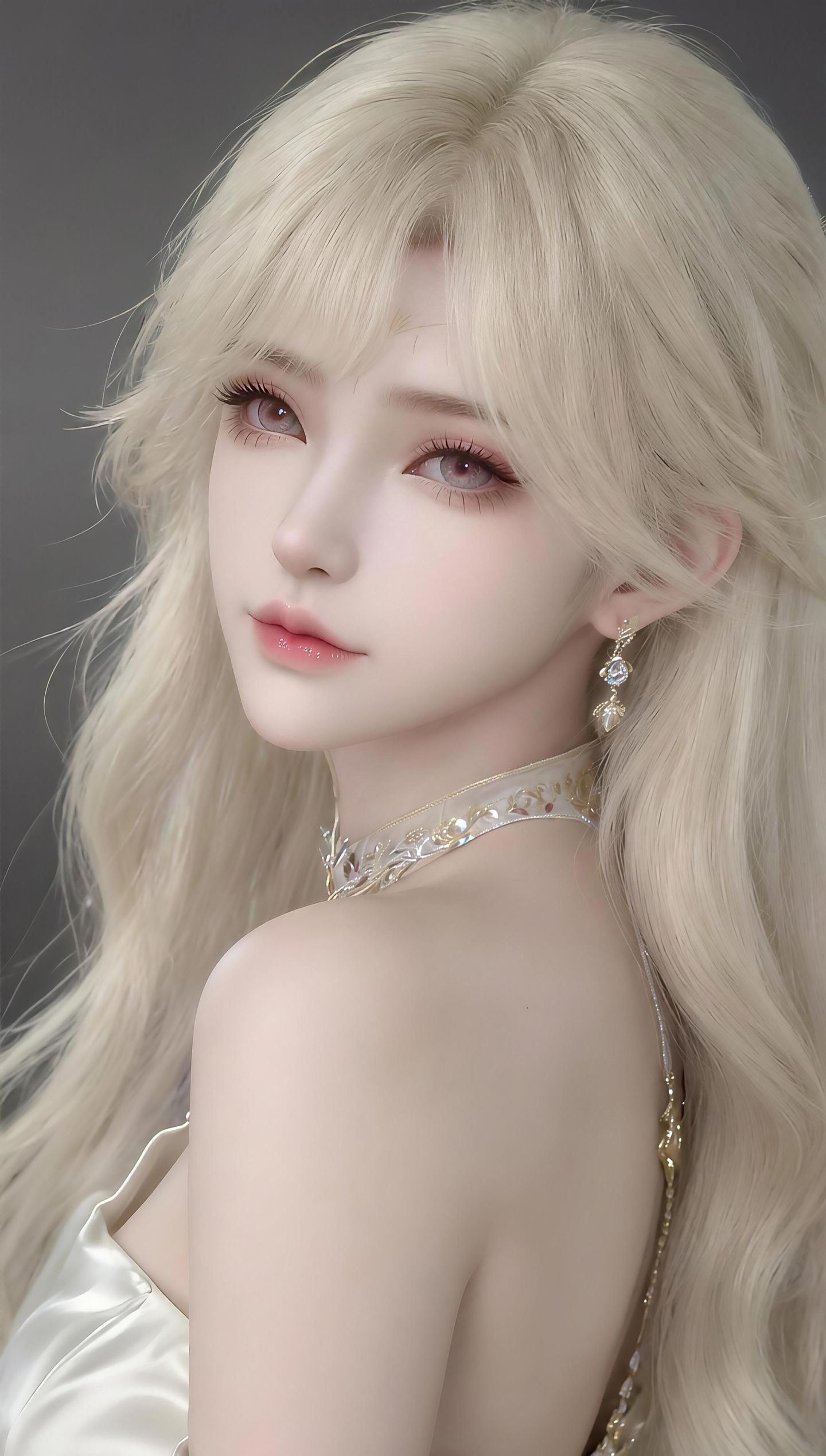 AI写实 黄色长头发美女 黑色背景 手机锁屏背景壁纸,第4张