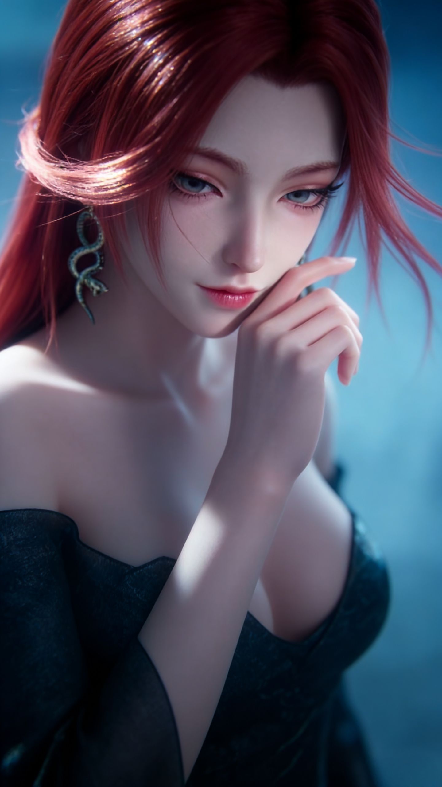 国漫女神 搜神记 雨师妾 红色长头发美女,第1张