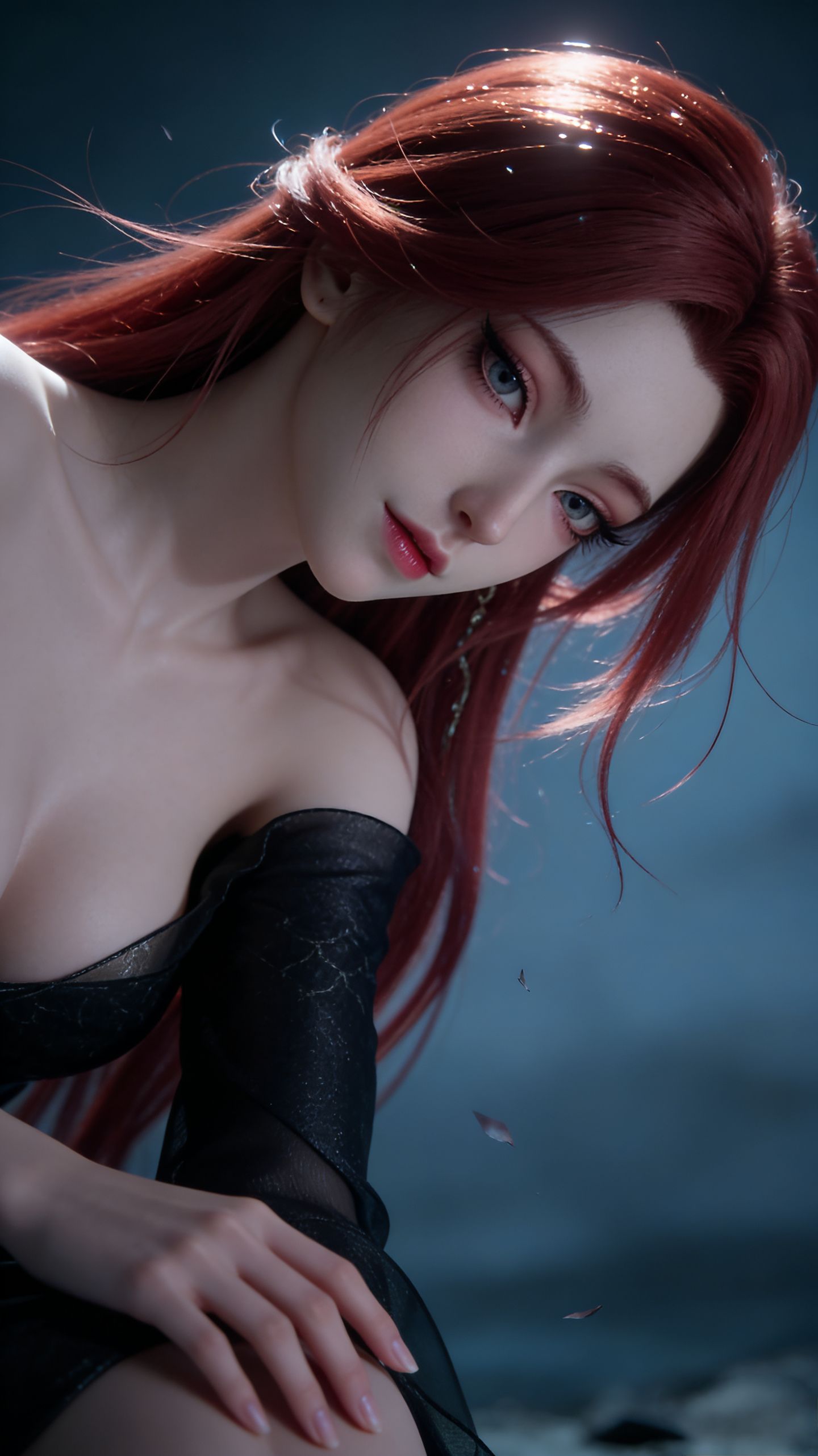 国漫女神 搜神记 雨师妾 红色长头发美女,第2张