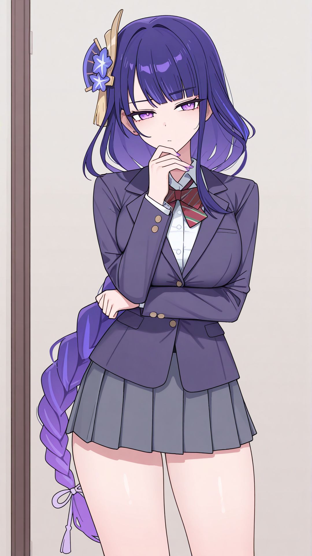 原神壁纸 雷电将军 二次元 JK 百褶裙,第3张