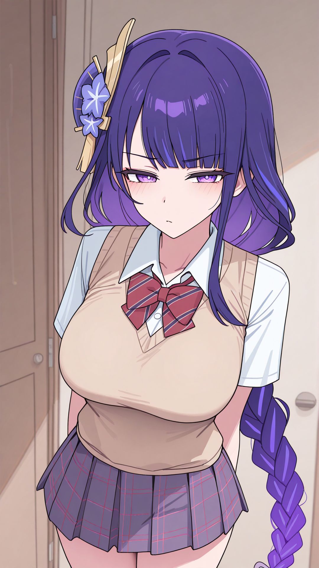 原神壁纸 雷电将军 二次元 JK 百褶裙,第6张