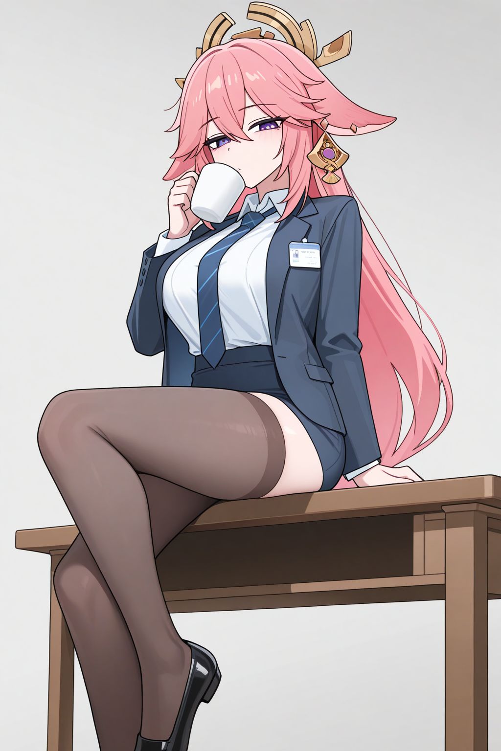 山高狐狸野，八重是我姐，夜深狐狸叫，八重说还要。原神 八重神子 屑狐狸 壁纸,第1张