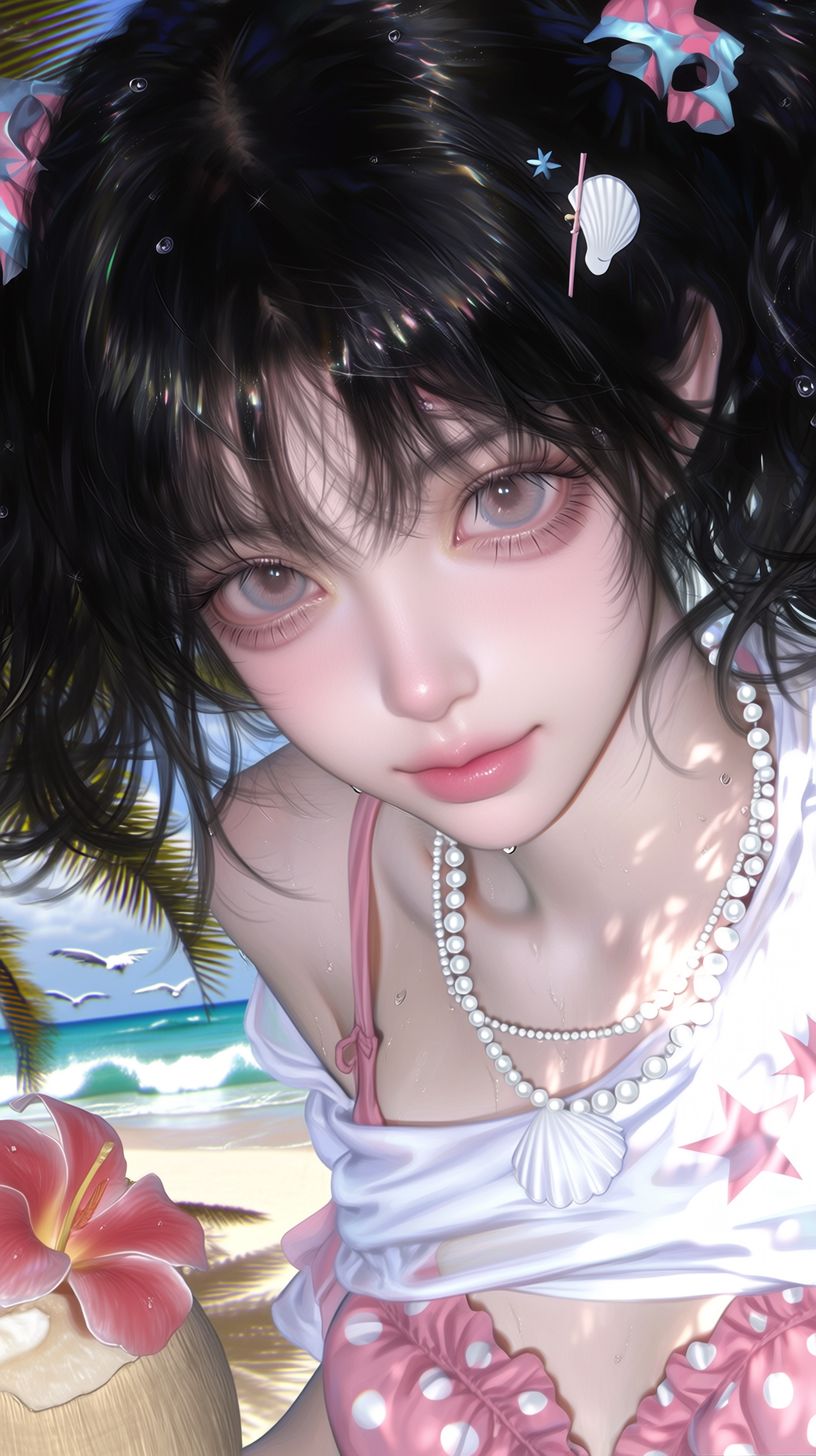 猫系可爱女孩 手机壁纸 背景图片 Ai生成 青春活力,第1张