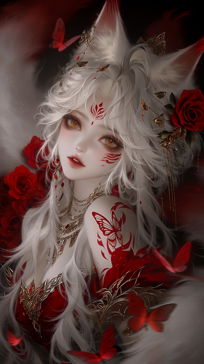 狐妖 妖媚美女 二次元动漫 九尾狐 魅惑型 兽耳,第2张