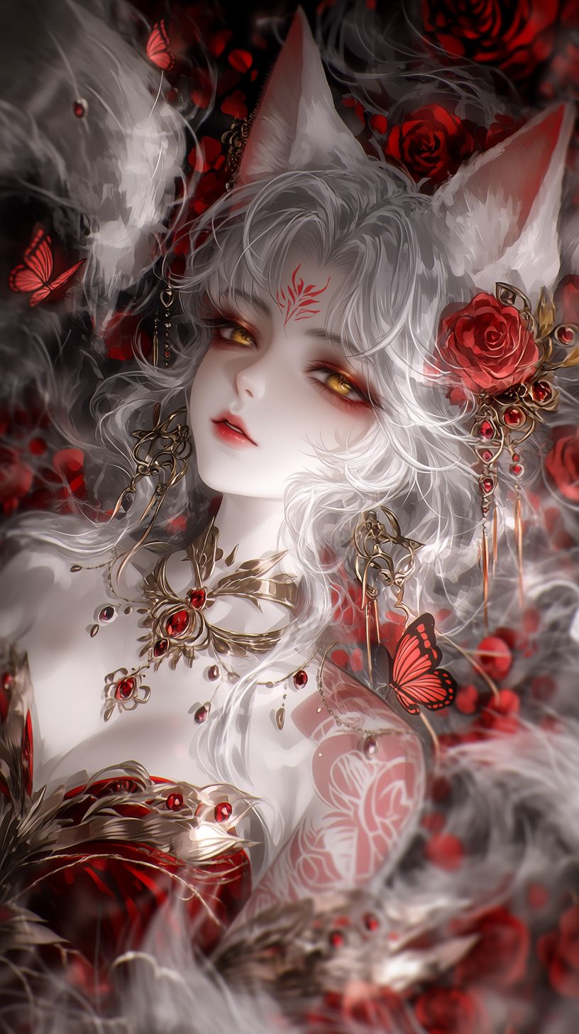 狐妖 妖媚美女 二次元动漫 九尾狐 魅惑型 兽耳,第3张