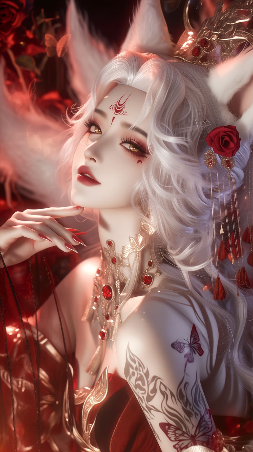 狐妖 妖媚美女 二次元动漫 九尾狐 魅惑型 兽耳,第4张