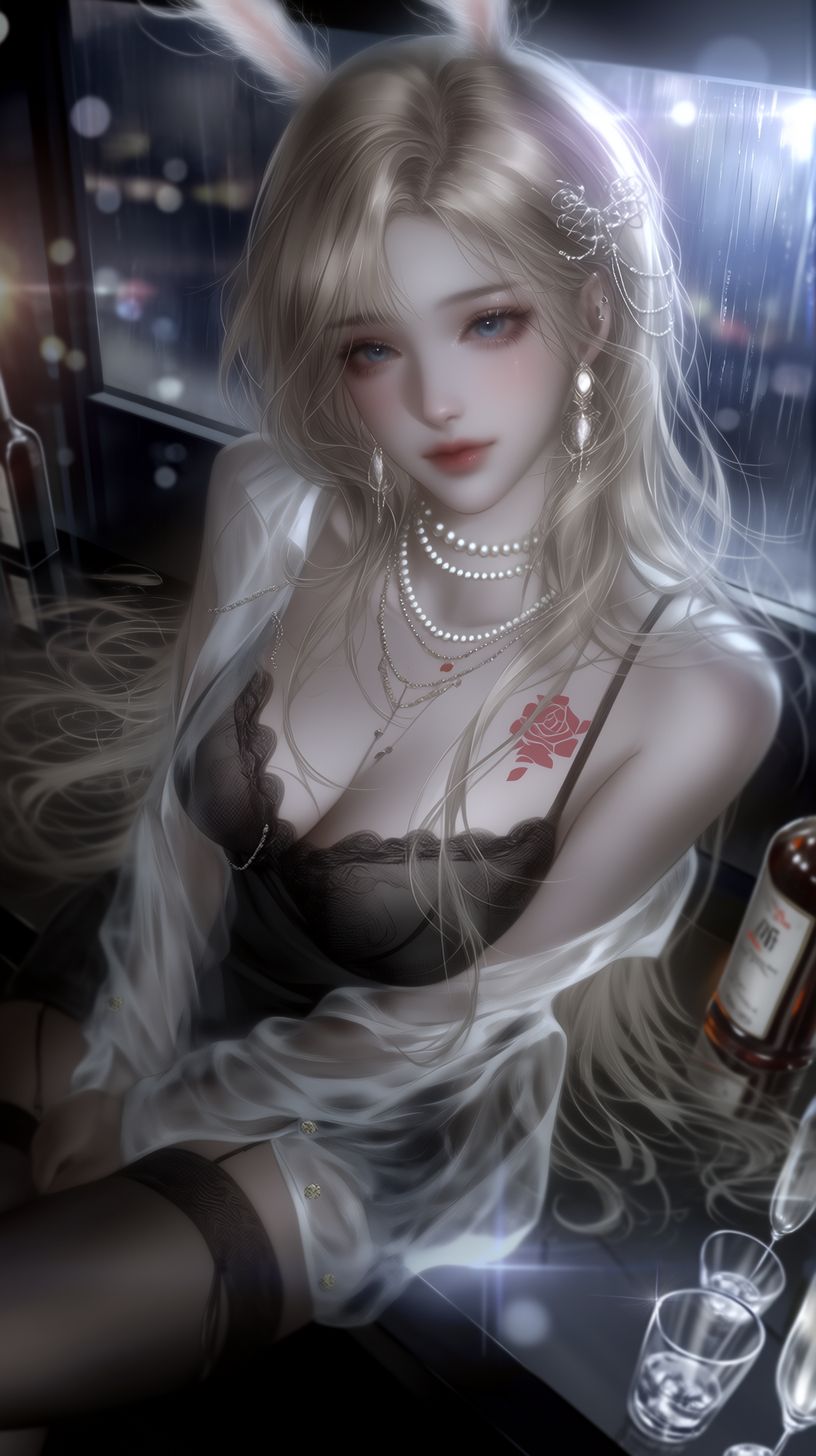 兔女郎 代入脸 星野 青丘语 酒吧的雨夜 性感美女,第3张