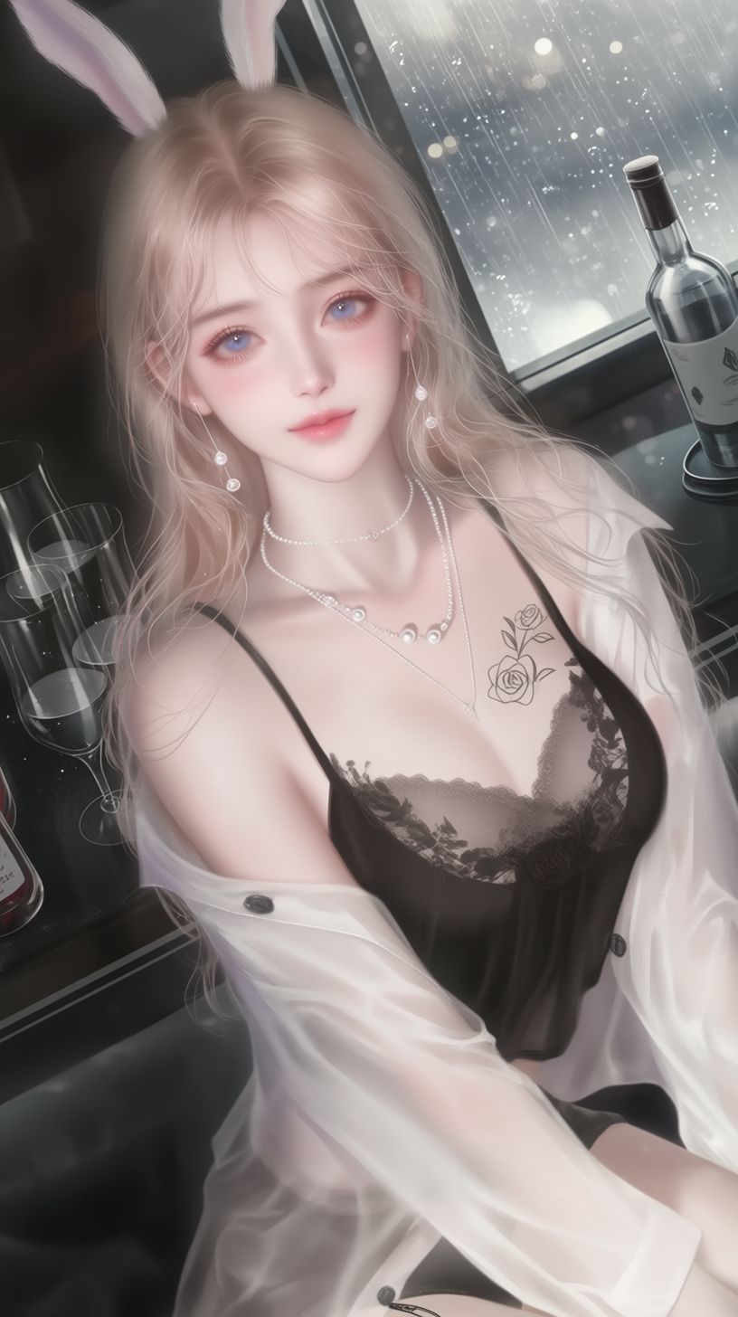 兔女郎 代入脸 星野 青丘语 酒吧的雨夜 性感美女,第4张