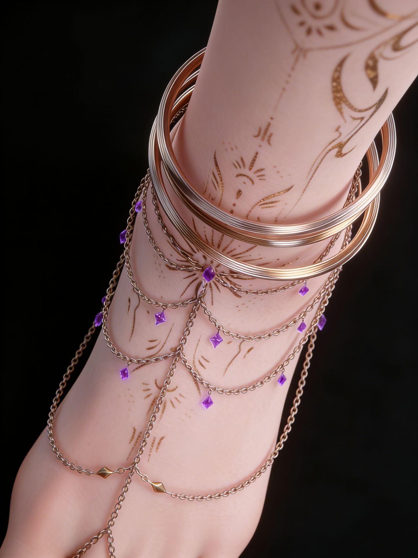 天穹长老的脚部建模细节 国漫女神 百炼成神动画 脚链,第7张