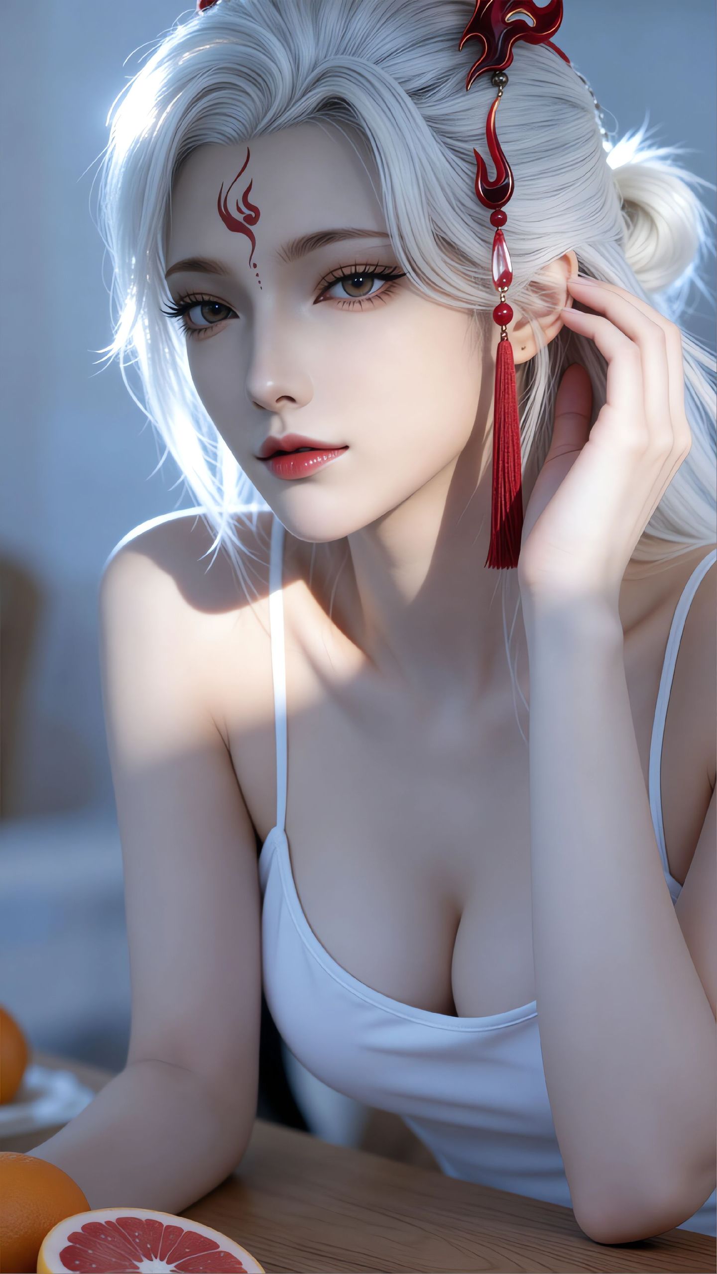 游戏美女壁纸 白发御姐 逆水寒 伽萨 电竞房,第2张