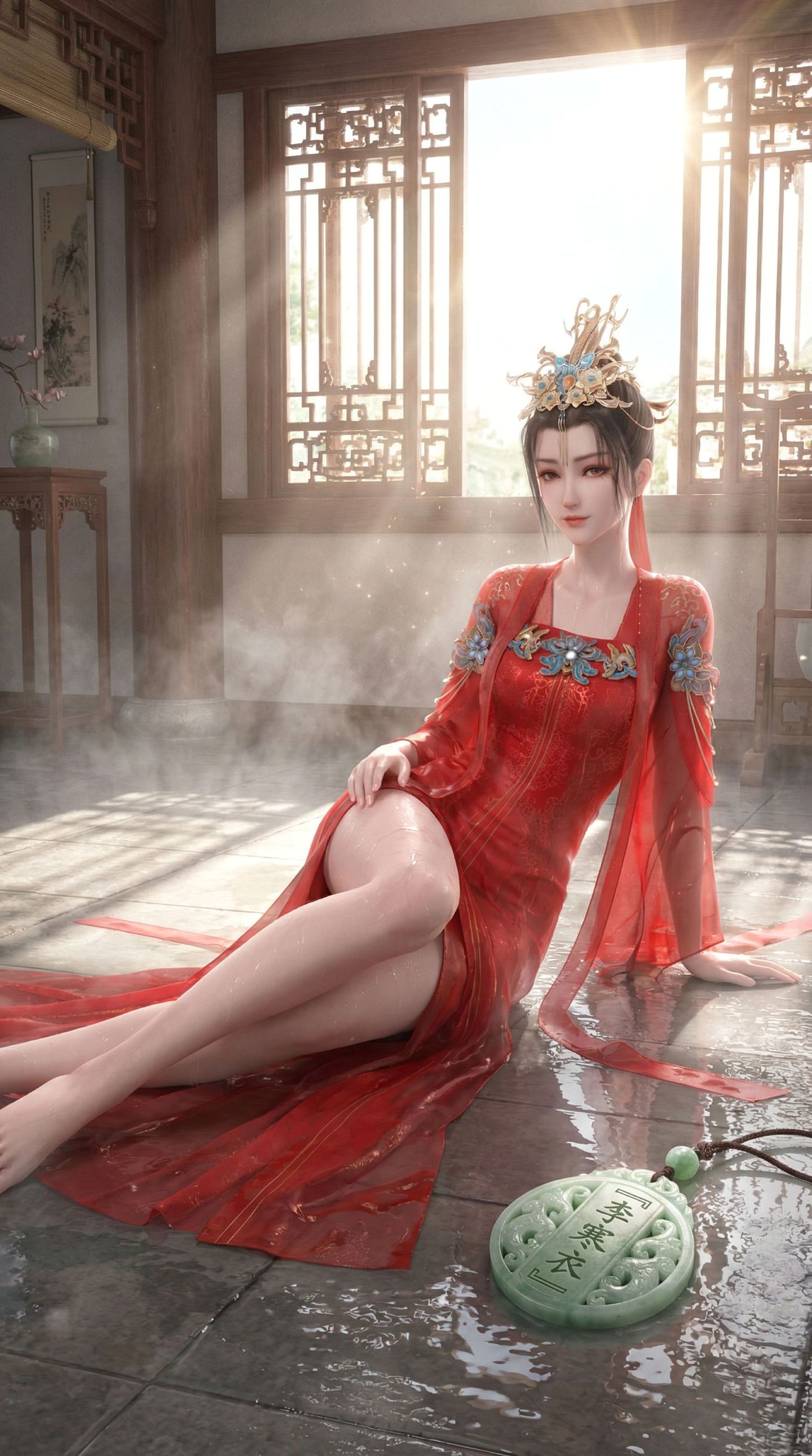 李寒衣 少年歌行 AI生成 国漫女神 古韵美女 红色古装,第1张