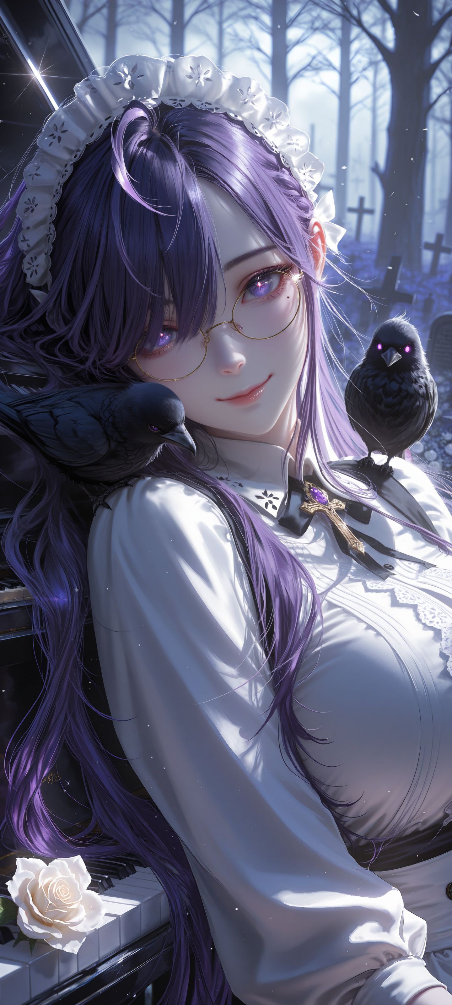 女仆装 紫色头发 AI创作 高清性感美女壁纸,第4张