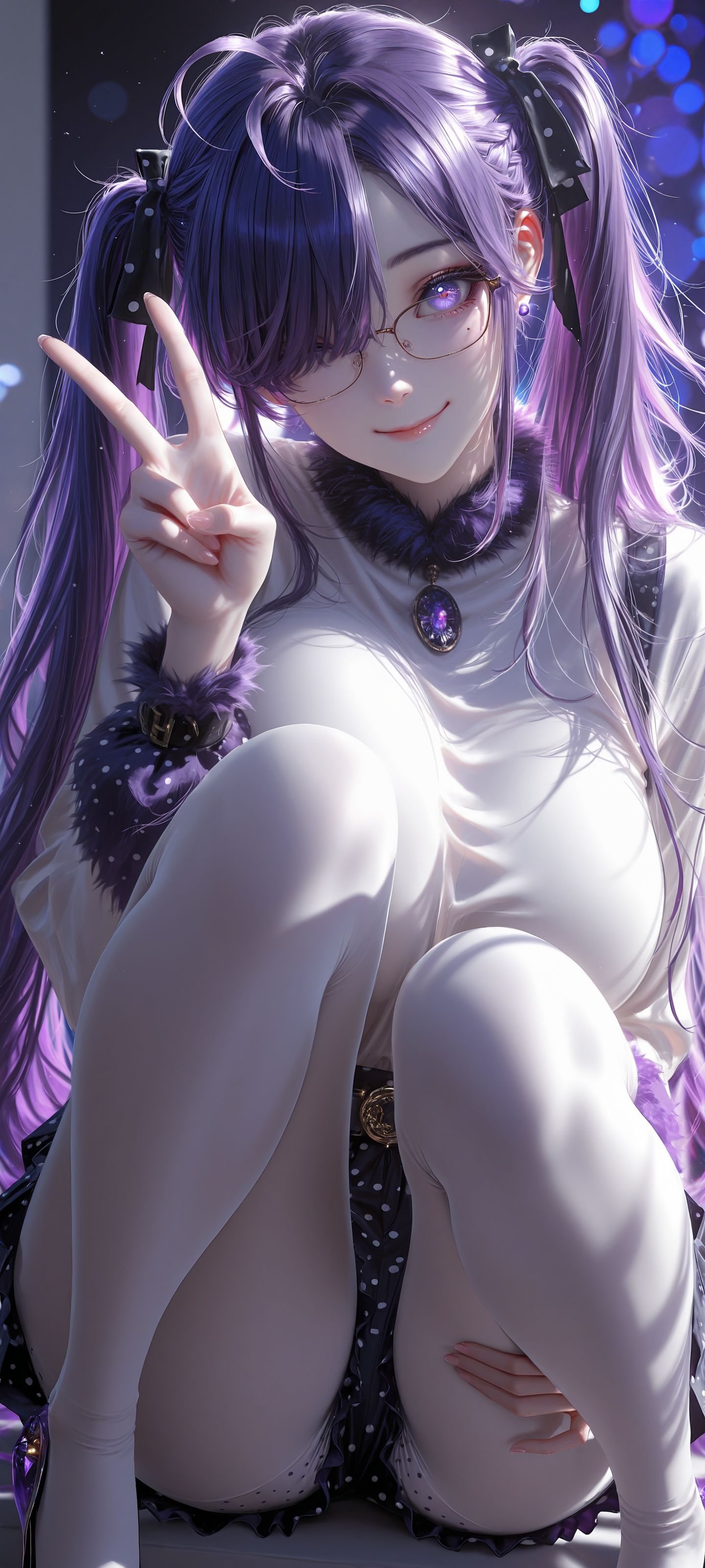 女仆装 紫色头发 AI创作 高清性感美女壁纸,第7张