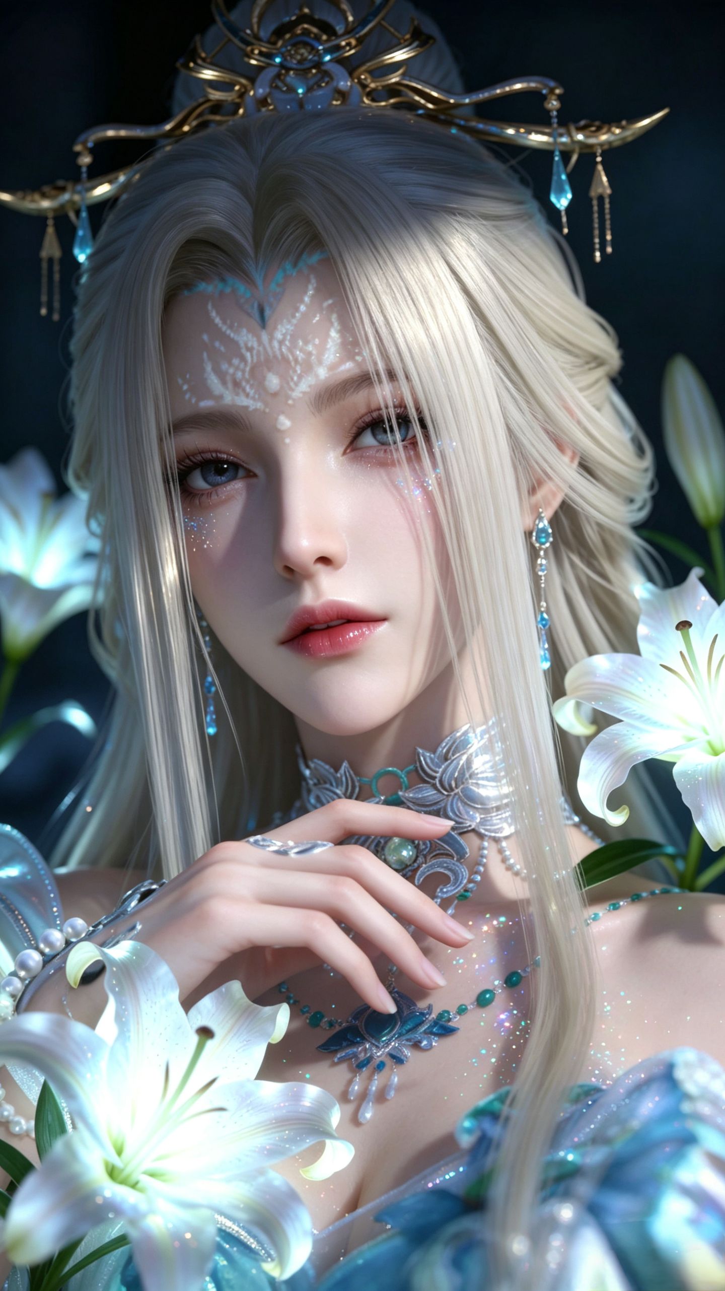 逆水寒 巫雅 玉观音 白发御姐美女 超高清手机壁纸,第1张