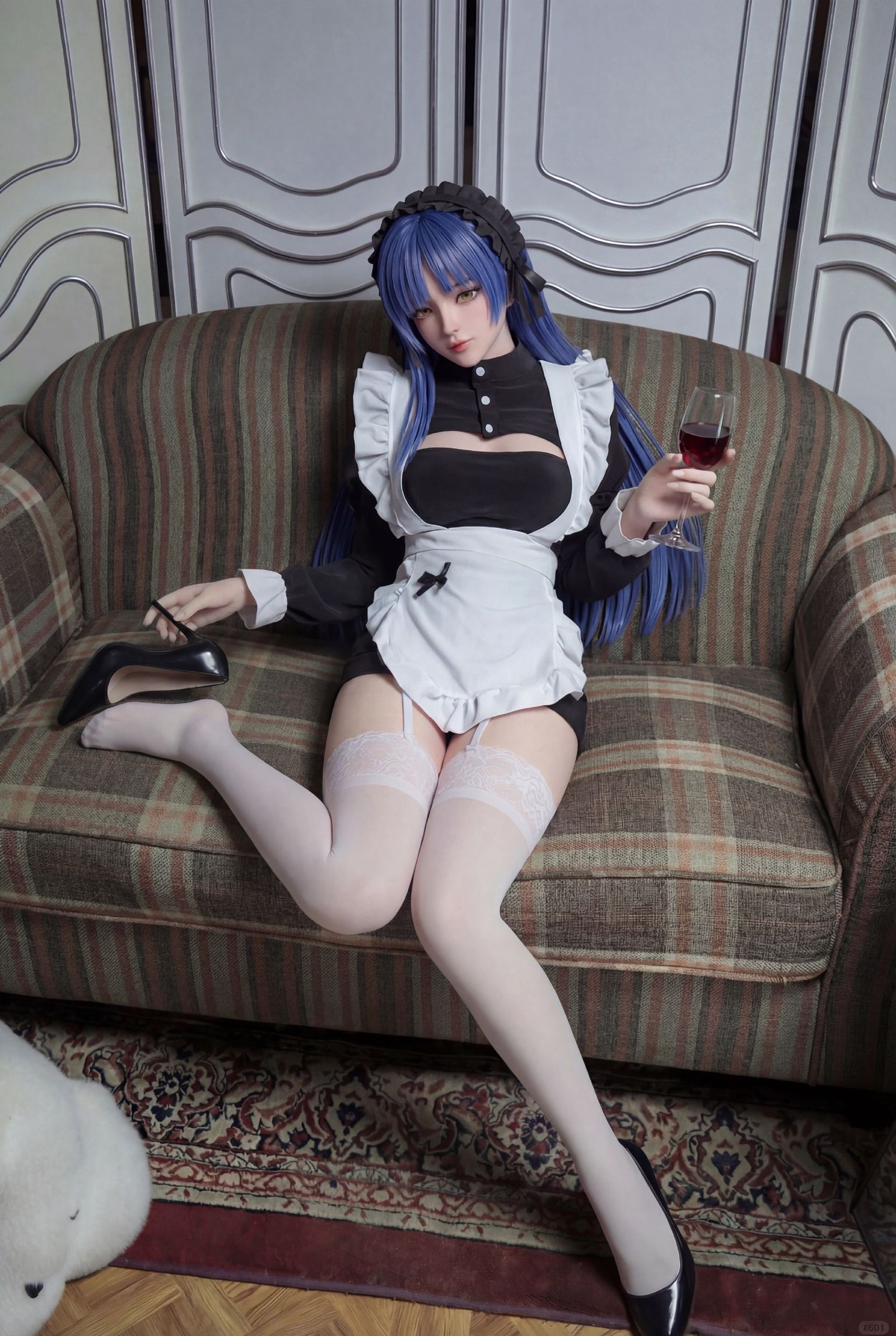 女仆长发凉 手办既视感 建模 模型 山田凉 孤独摇滚 渲染 风格 白丝蕾丝高跟鞋,第1张