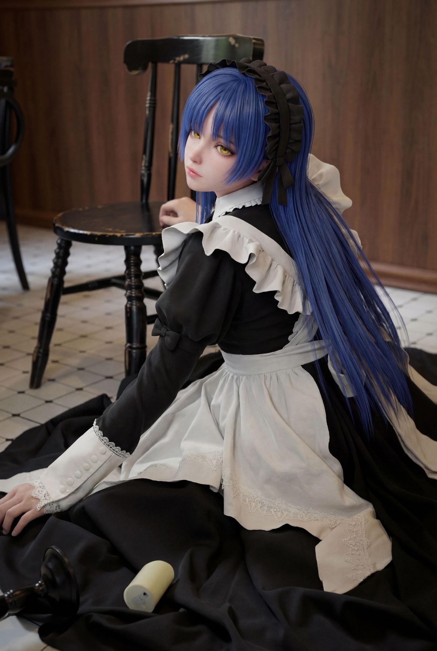 女仆长发凉 手办既视感 建模 模型 山田凉 孤独摇滚 渲染 风格 白丝蕾丝高跟鞋,第3张