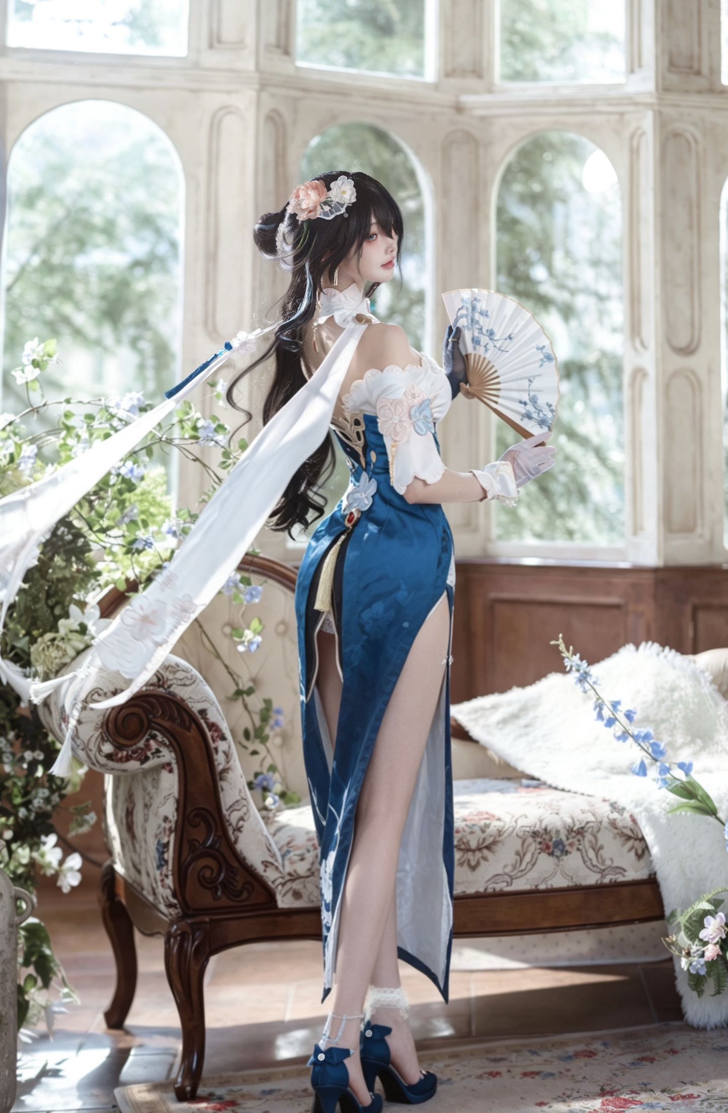 @走路摇mini 阮梅新皮肤 走路摇zly 旗袍 cosplay 网红美女,第4张