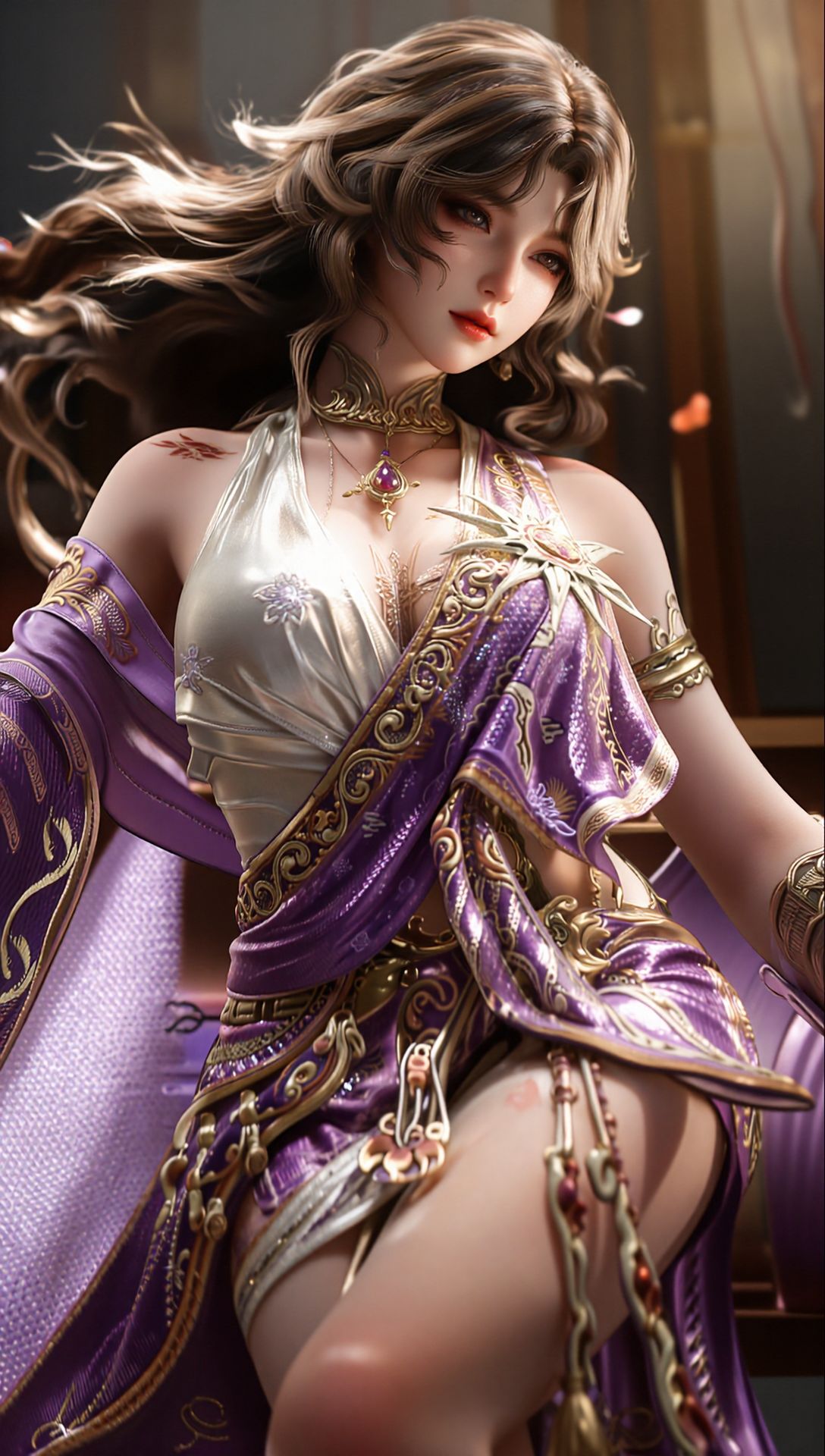 逆战《时溯王座》角色 紫霞唯美异域风 竖屏手机壁纸 游戏女角色,第1张