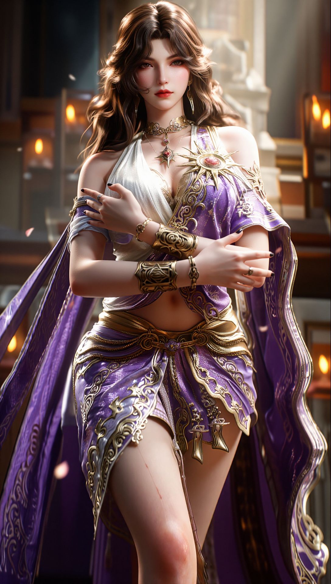 逆战《时溯王座》角色 紫霞唯美异域风 竖屏手机壁纸 游戏女角色,第3张