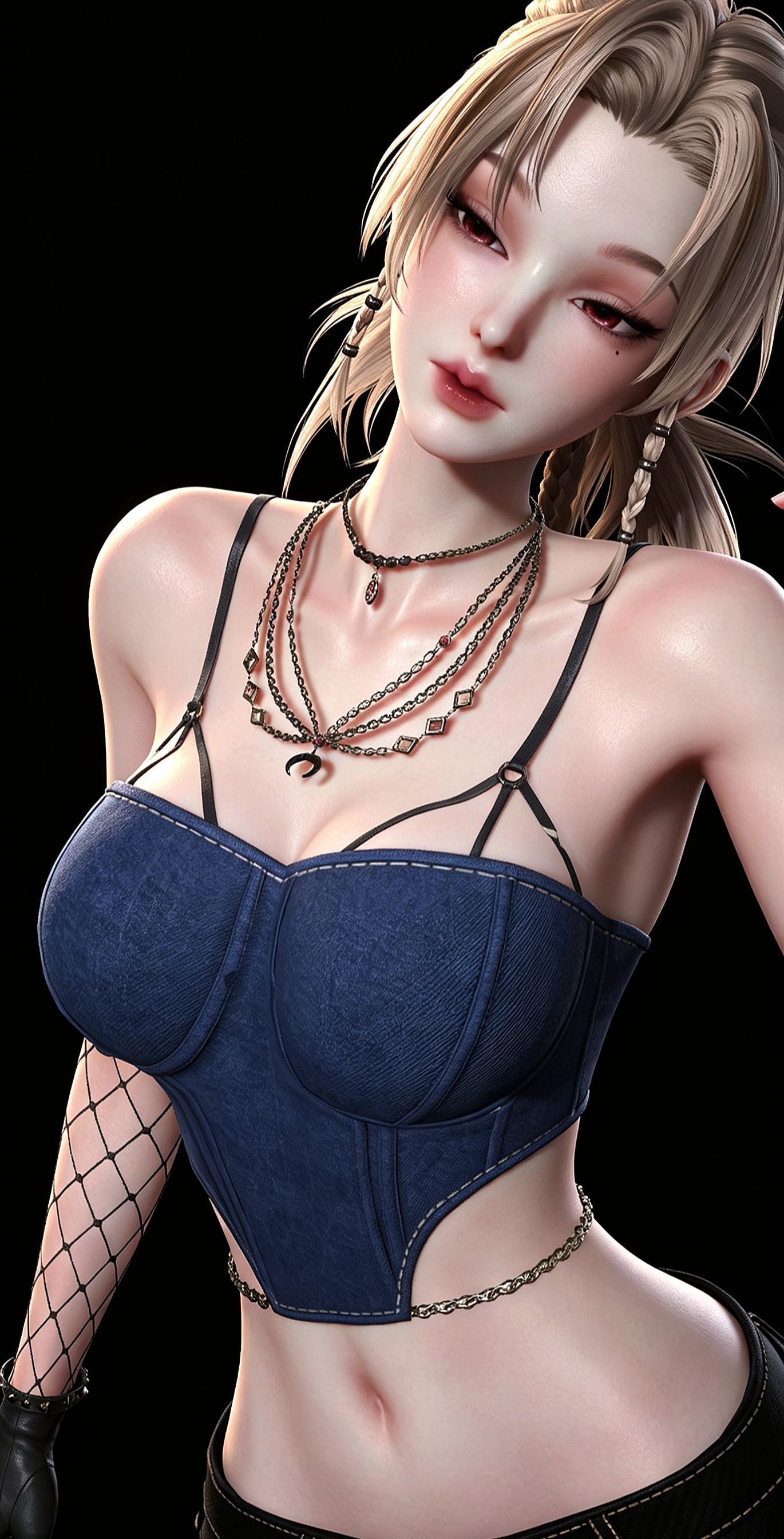 暗黑系辣妹穿搭 性感游戏角色 捏脸穿搭 3D建模身材,第2张