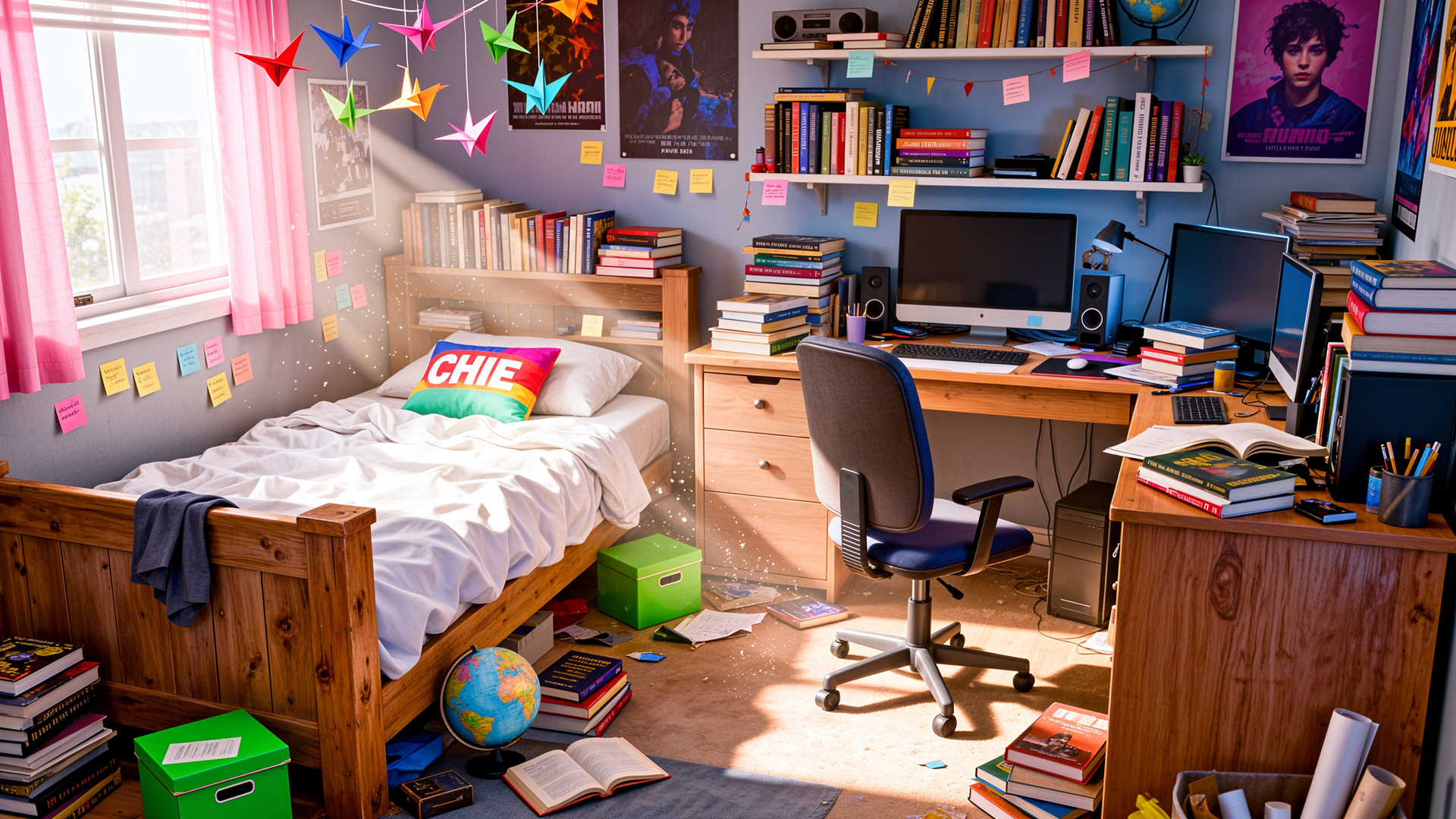 房间布置 卧室 阳光 课本 电脑桌面壁纸,第1张