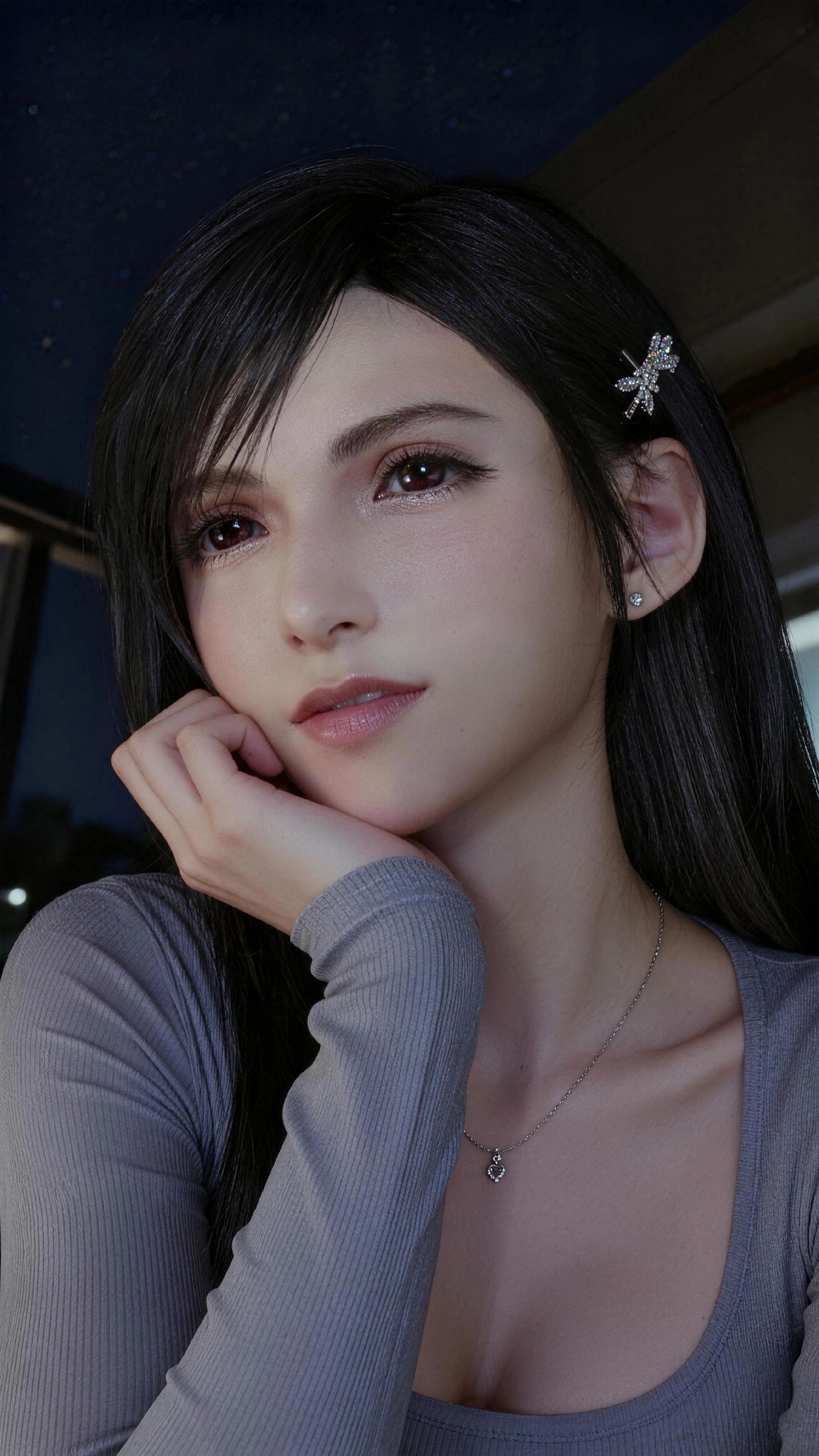 克劳德视角的蒂法 最终幻想7重制版 真人版蒂法高清壁纸 打破次元壁,第2张