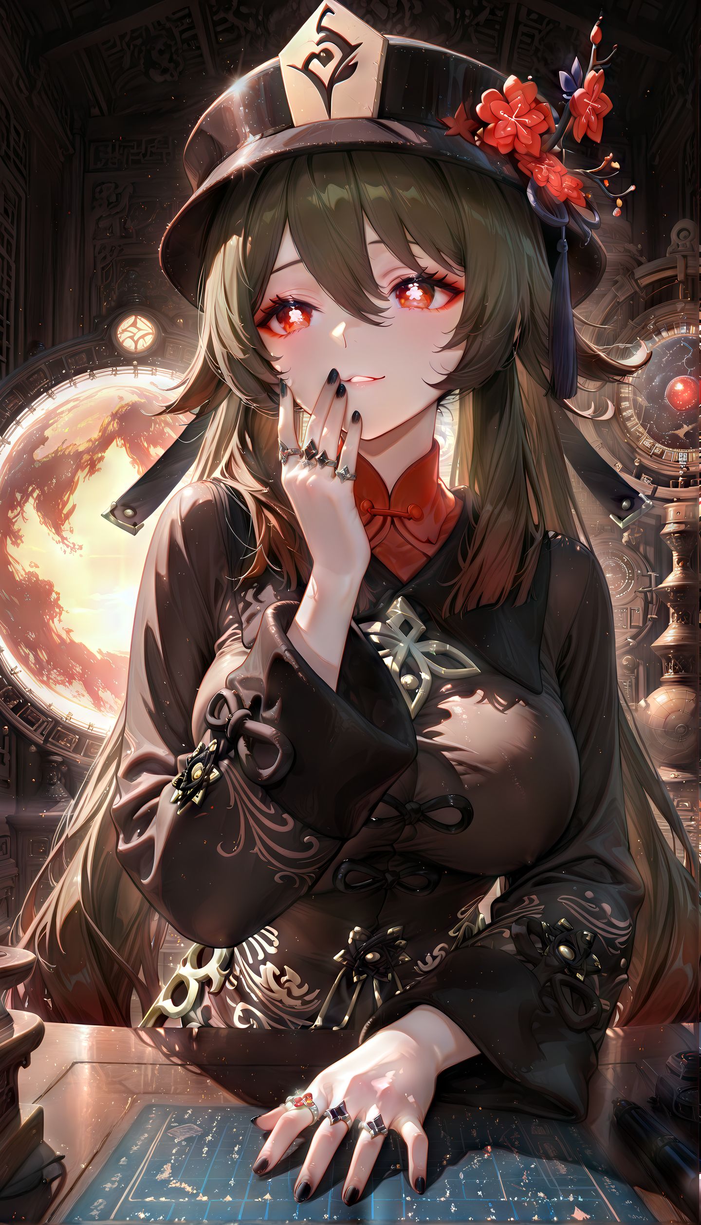 原皮加强版性感胡桃 原神空月之歌 日落唯美背景 超清,第3张