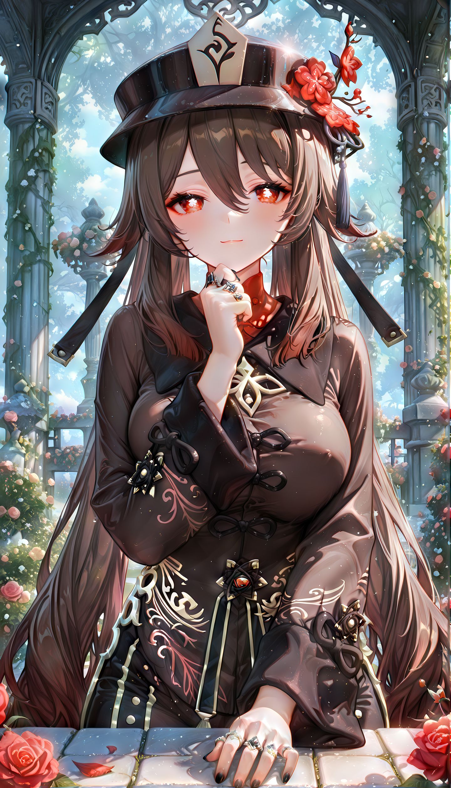 原皮加强版性感胡桃 原神空月之歌 日落唯美背景 超清,第4张