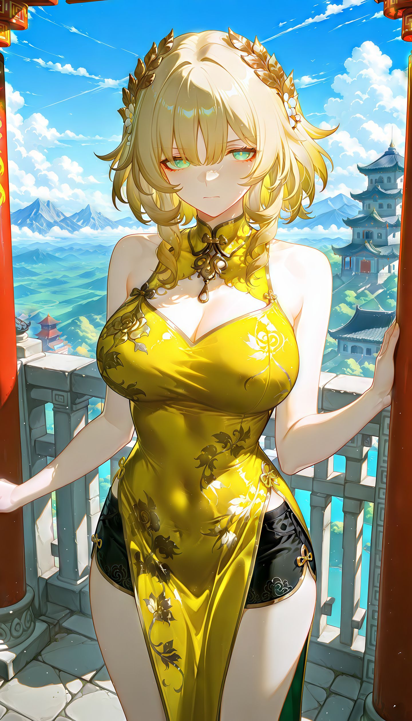 阿格莱雅 崩坏星穹铁道 二次元游戏美图 黄色古风旗袍美女,第6张