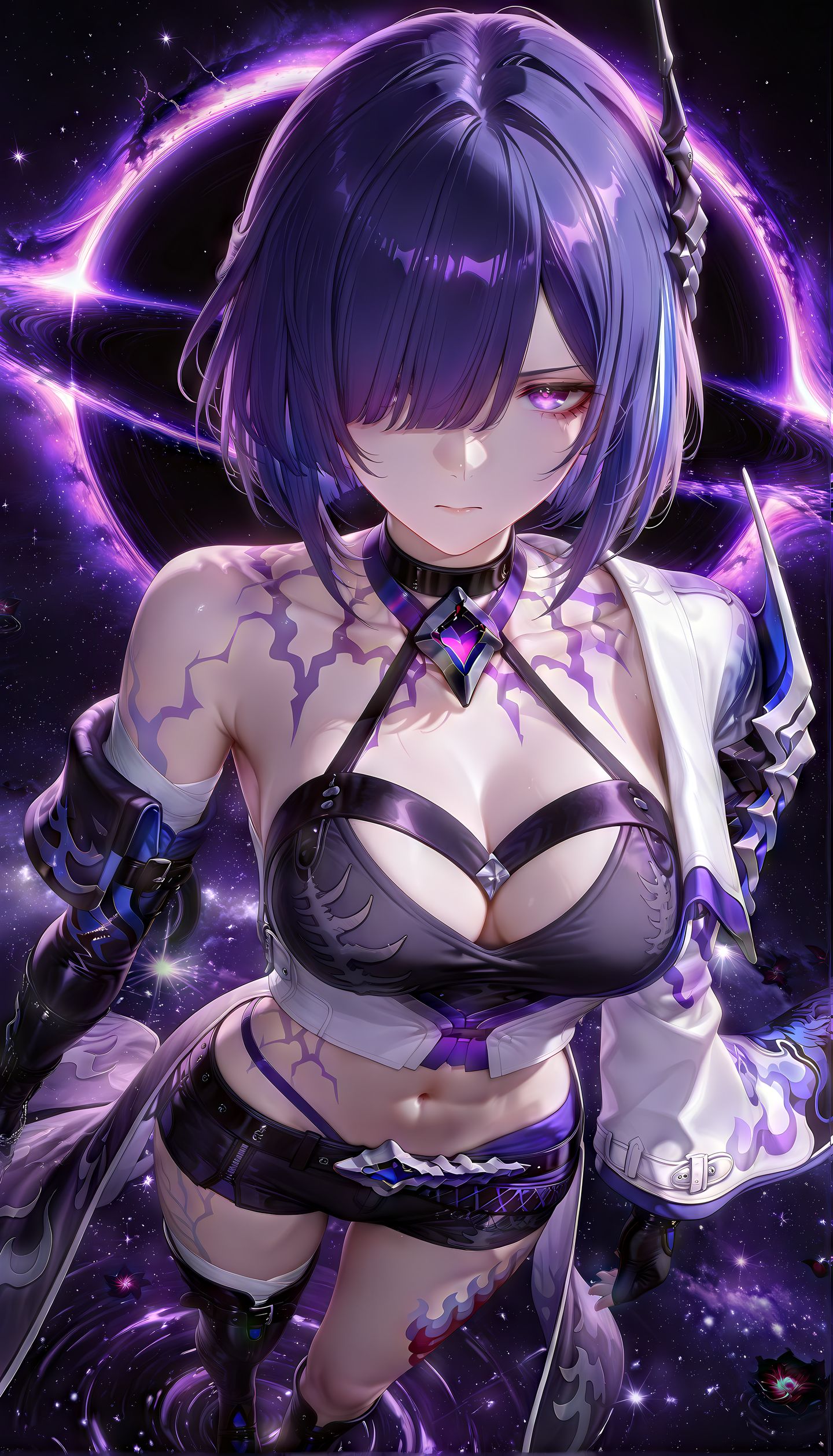 黄泉 崩坏星穹铁道 二次元美女图片 紫色主题颜色 虚空背景,第1张