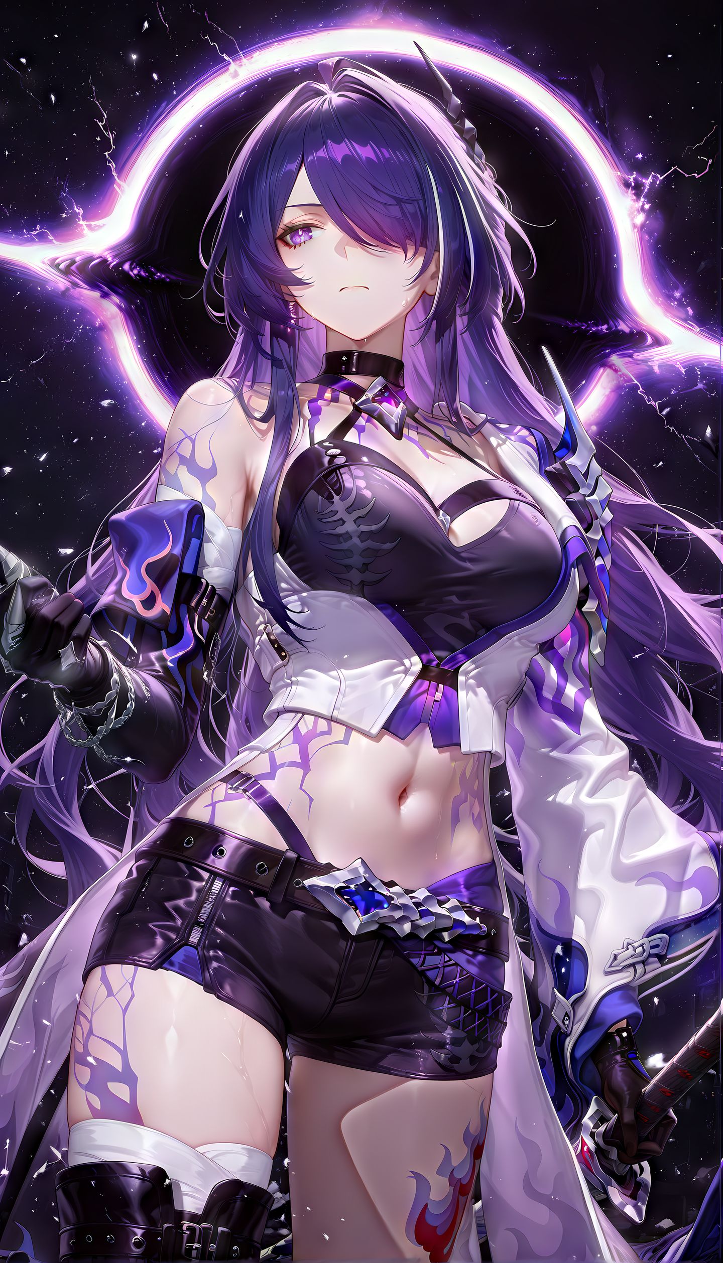 黄泉 崩坏星穹铁道 二次元美女图片 紫色主题颜色 虚空背景,第2张