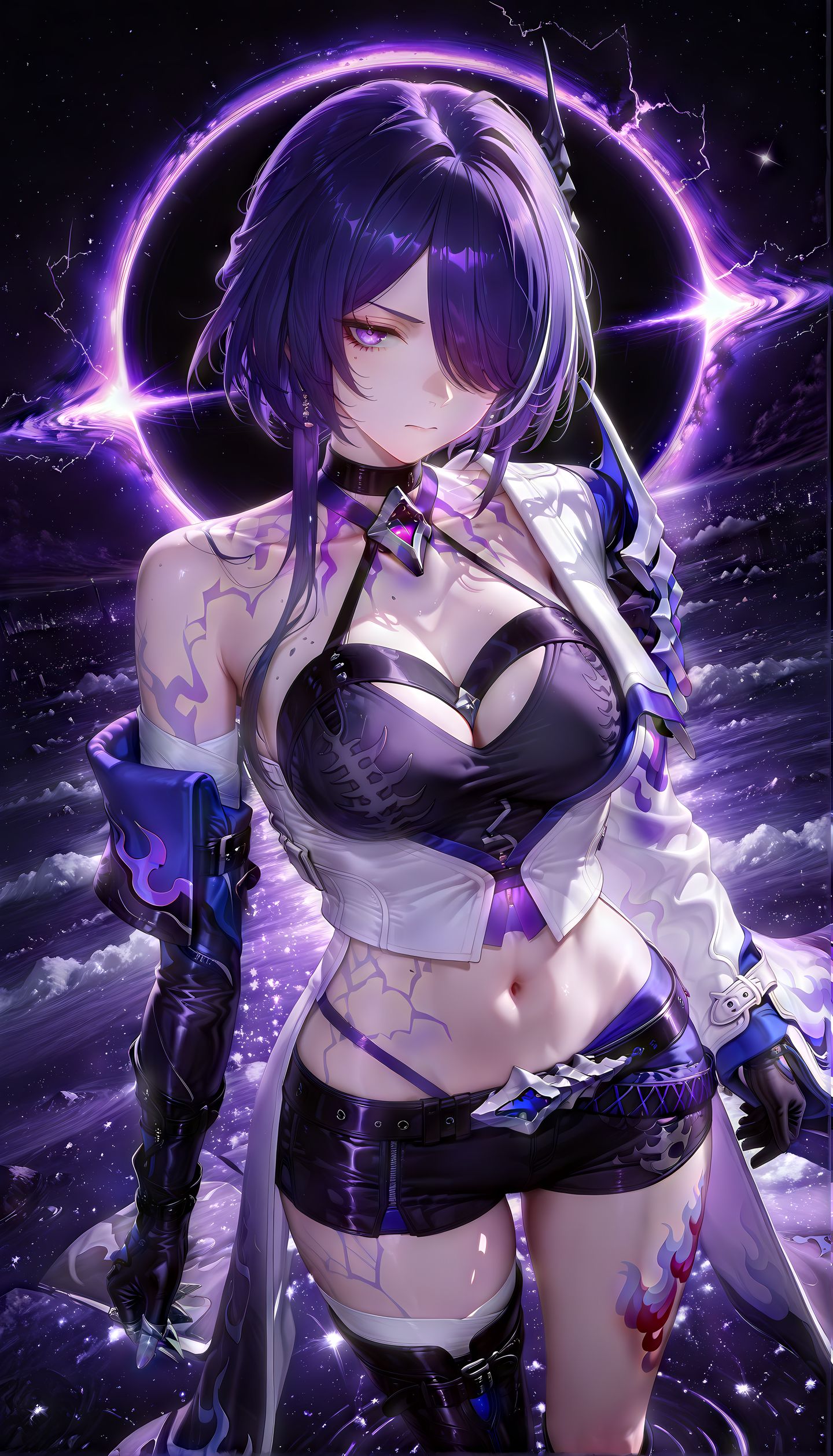 黄泉 崩坏星穹铁道 二次元美女图片 紫色主题颜色 虚空背景,第3张