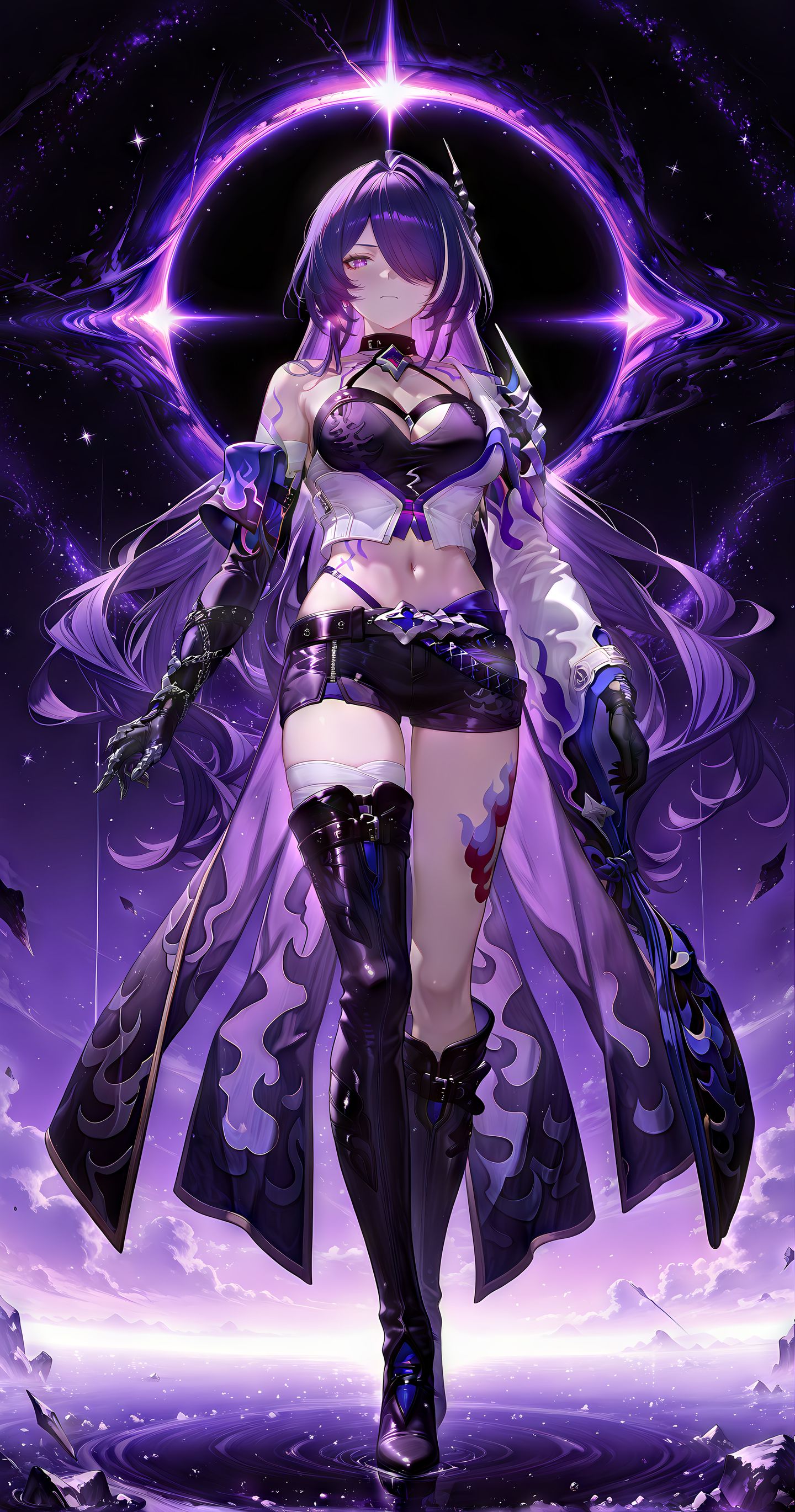 黄泉 崩坏星穹铁道 二次元美女图片 紫色主题颜色 虚空背景,第4张