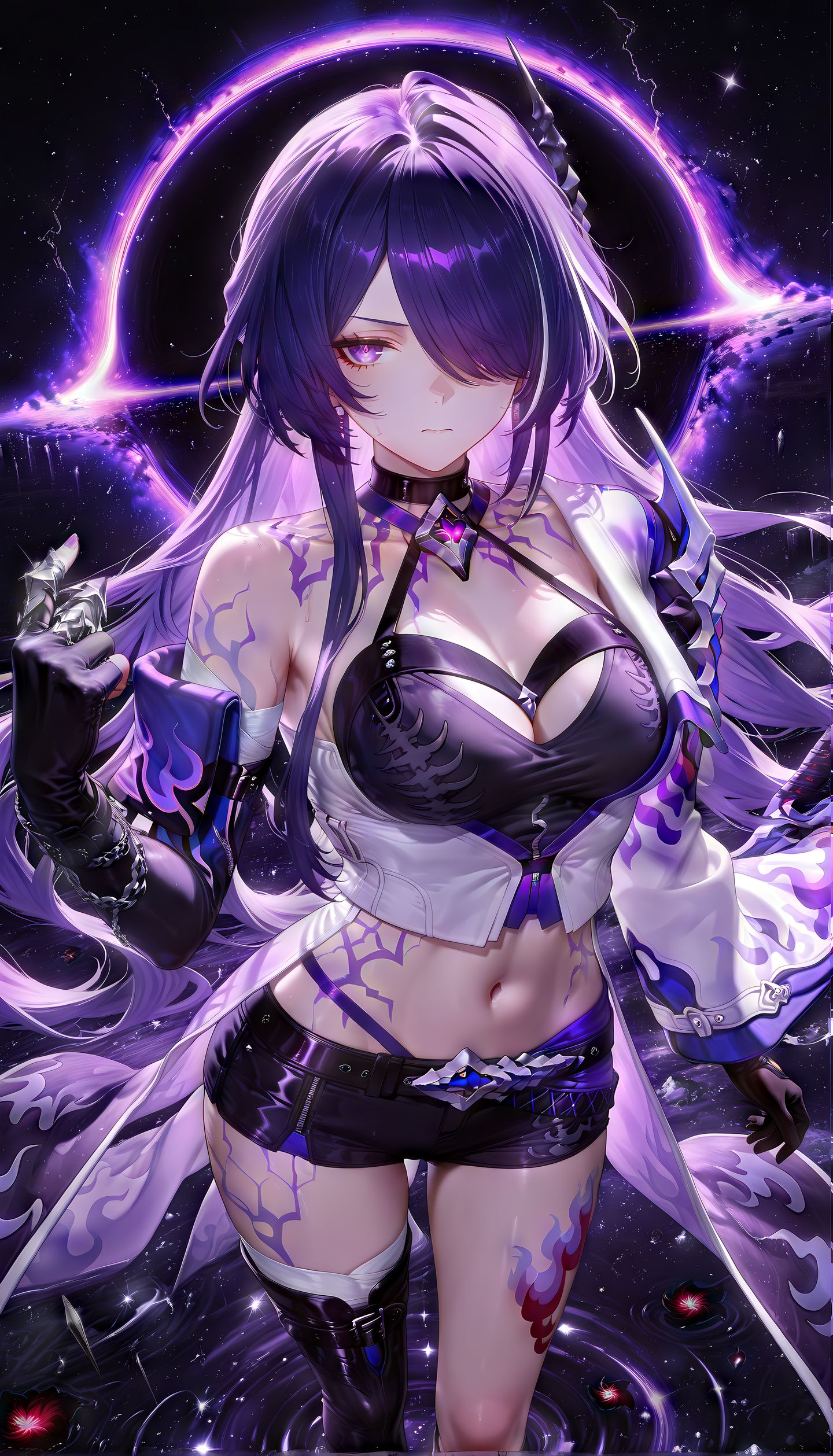 黄泉 崩坏星穹铁道 二次元美女图片 紫色主题颜色 虚空背景,第6张