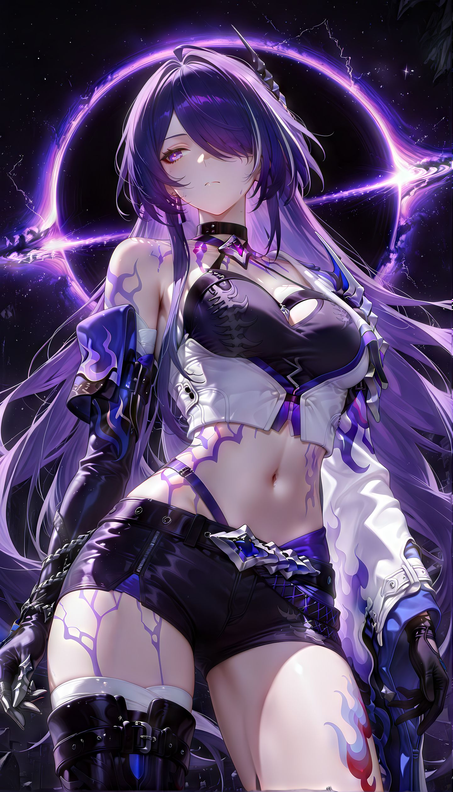黄泉 崩坏星穹铁道 二次元美女图片 紫色主题颜色 虚空背景,第5张