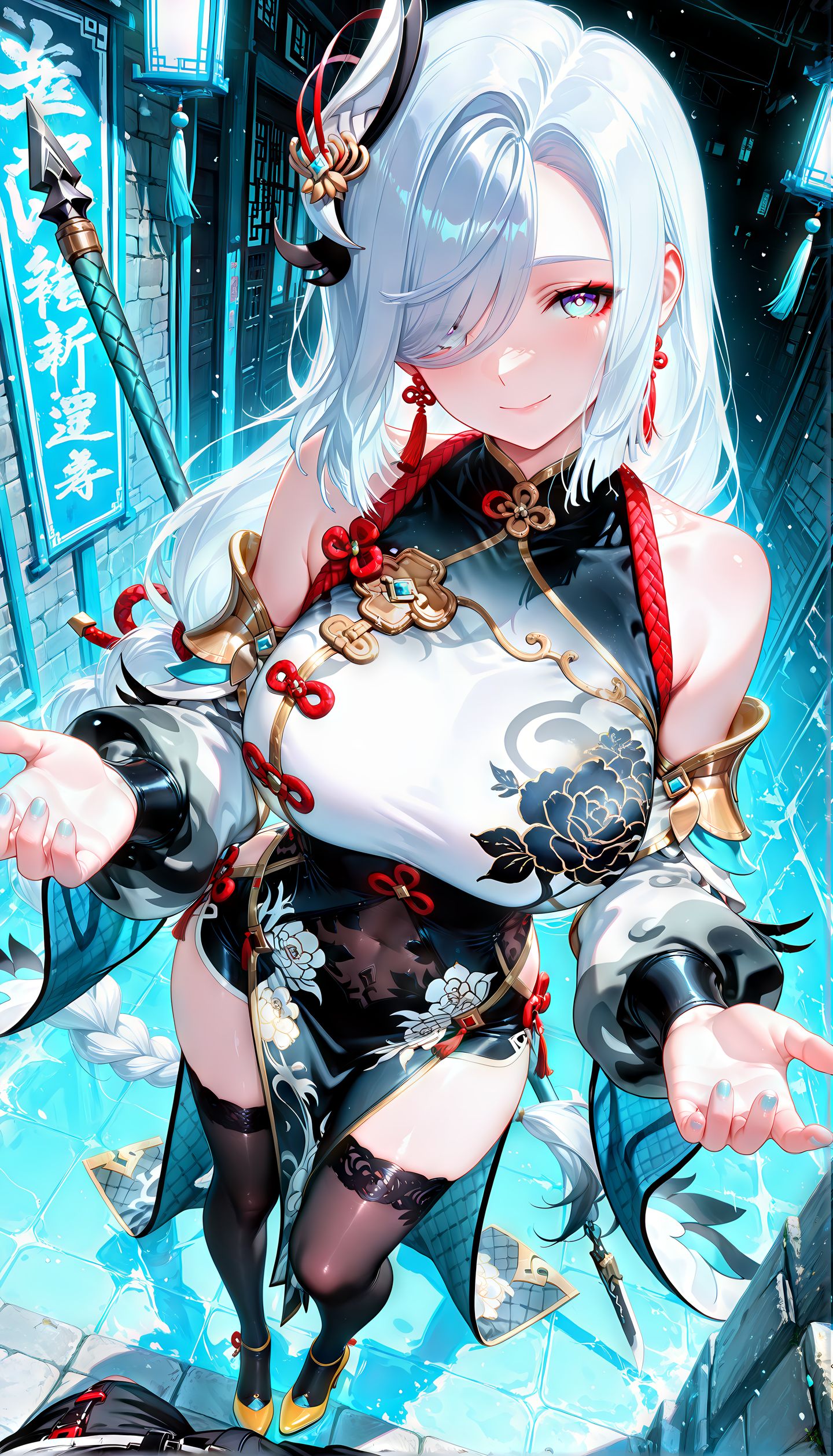 申鹤 原神 游戏同人AI二创 黑丝过膝袜 二次元美女大长腿,第5张