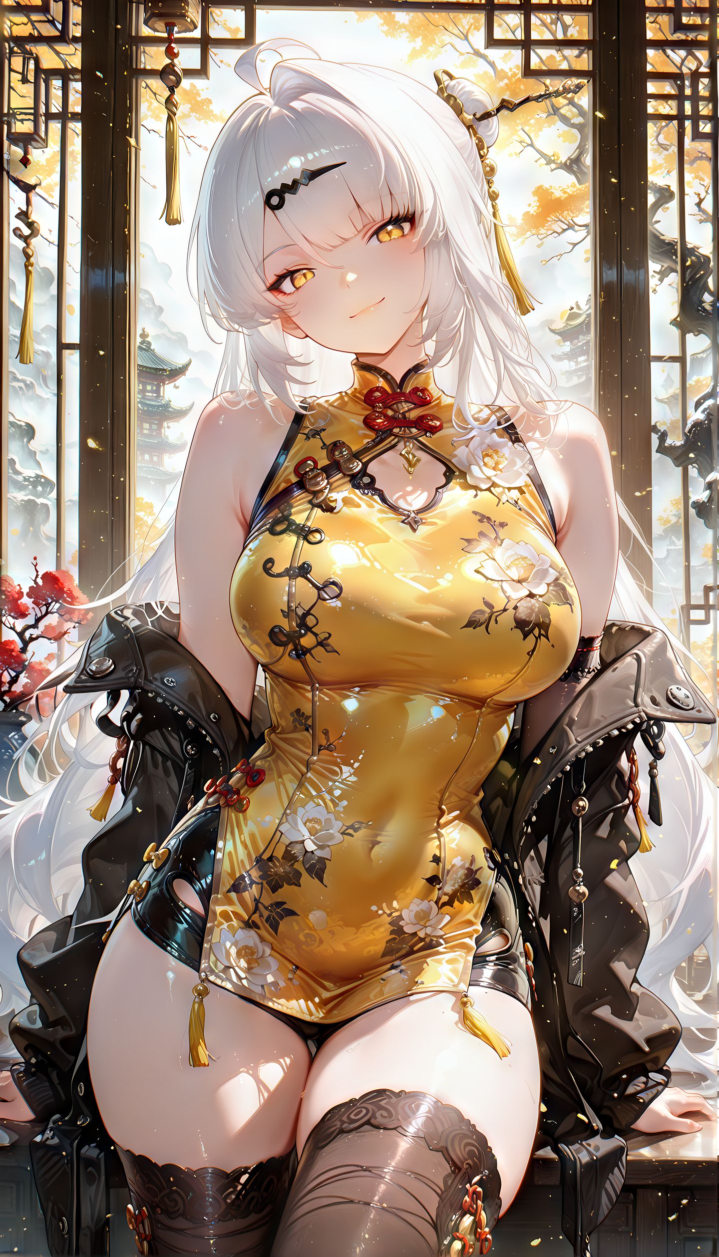 仪玄 绝区零 米哈游 黄色旗袍 二次元游戏 肉肉腿 白毛,第3张